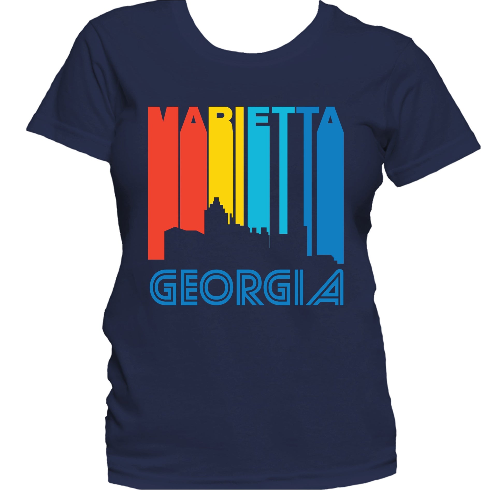 Retro 1970's Style Marietta Georgia Skyline Women's T-Shirt