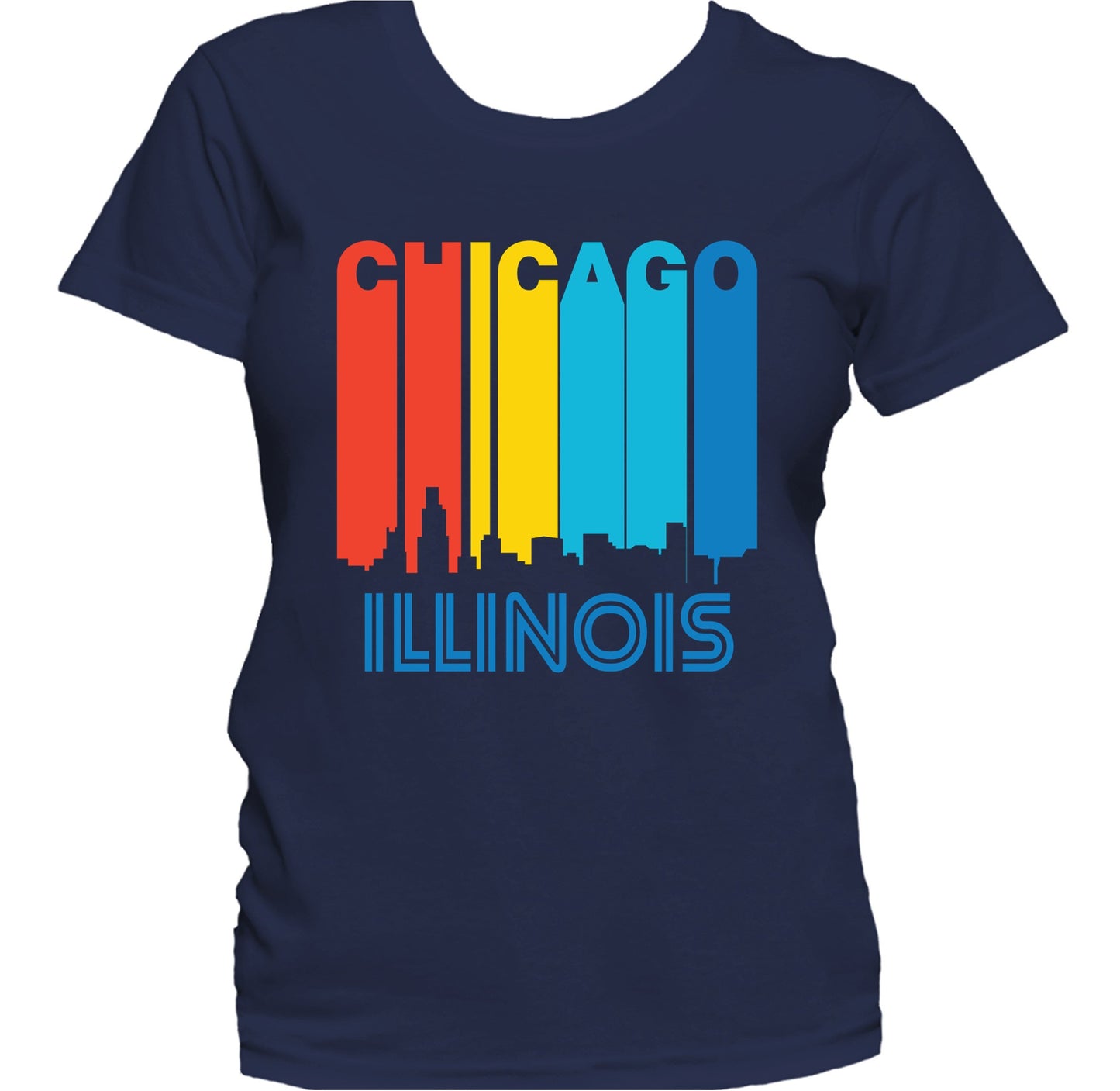 Retro 1970's Style Chicago Illinois Skyline Women's T-Shirt