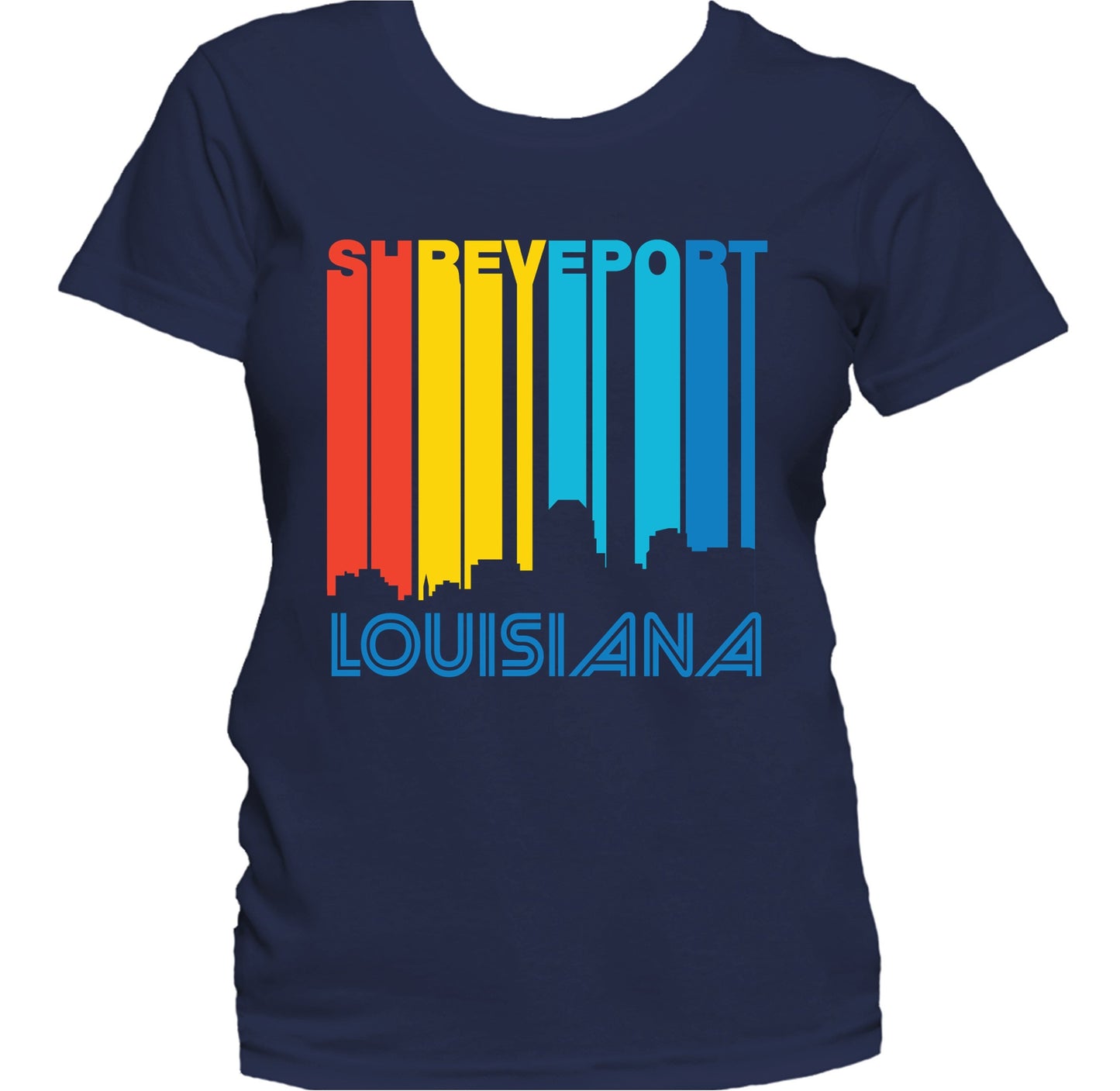 Retro 1970's Style Shreveport Louisiana Skyline Women's T-Shirt