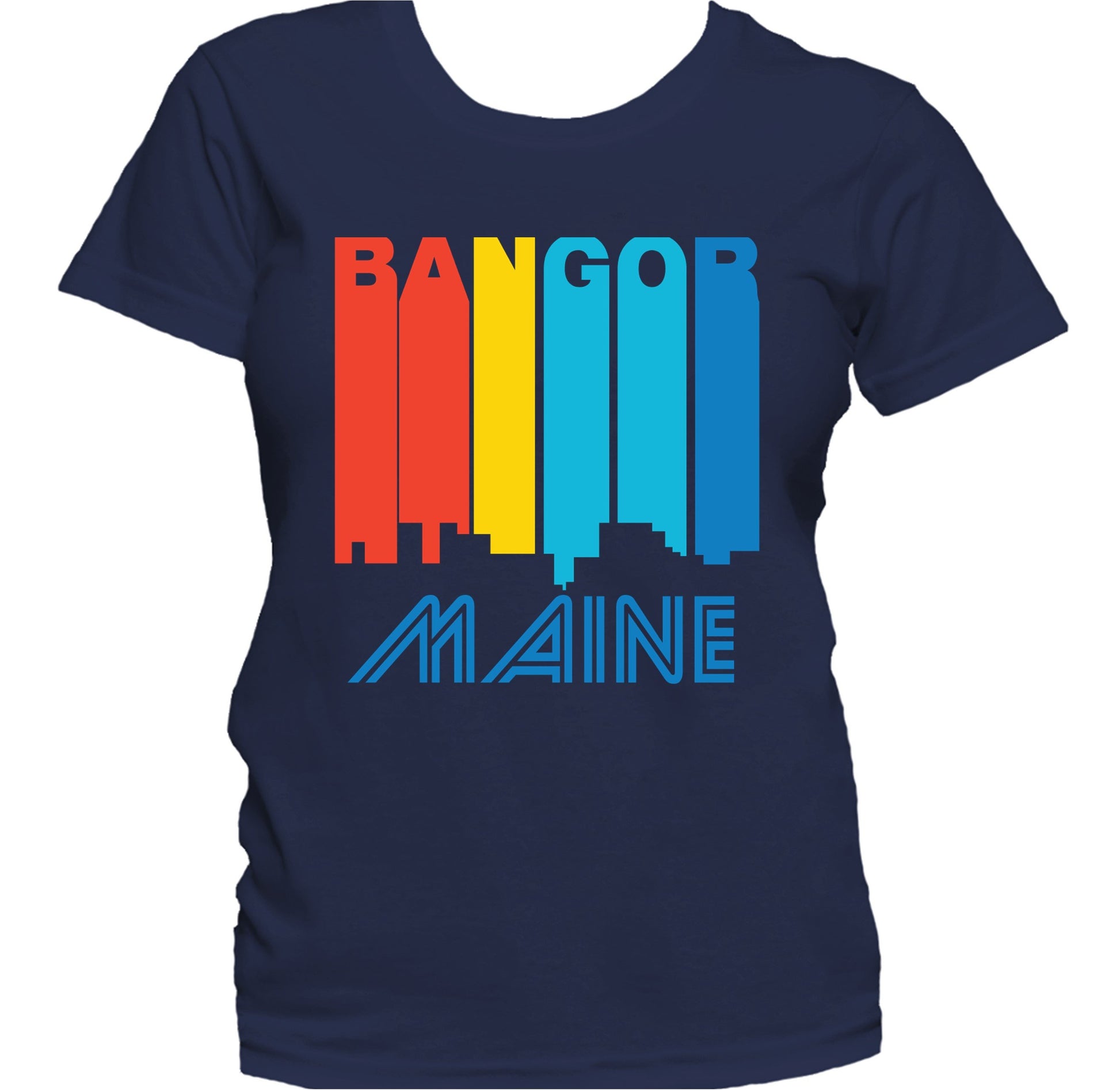 Retro 1970's Style Bangor Maine Skyline Women's T-Shirt