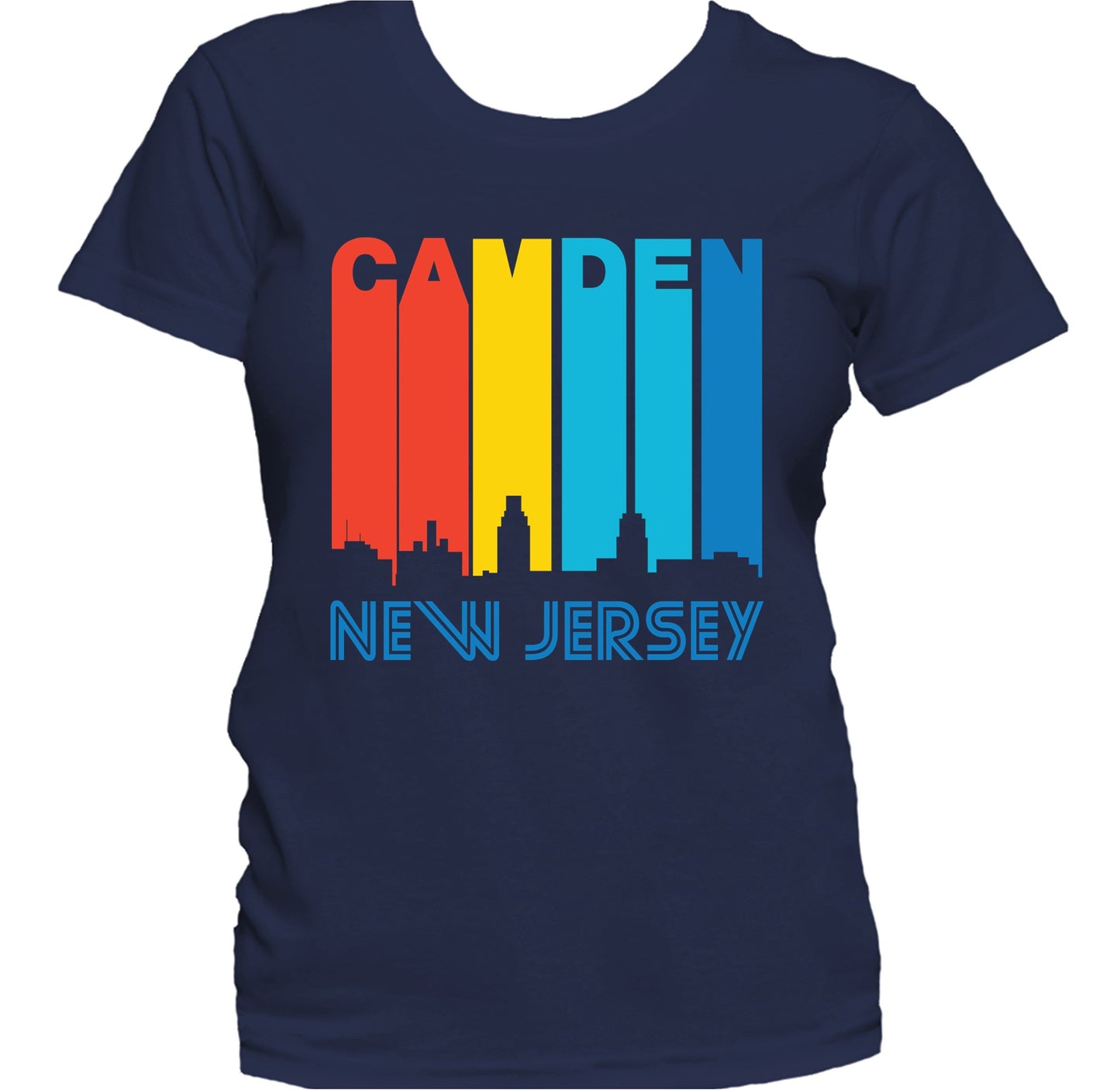 Retro 1970's Style Camden New Jersey Skyline Women's T-Shirt