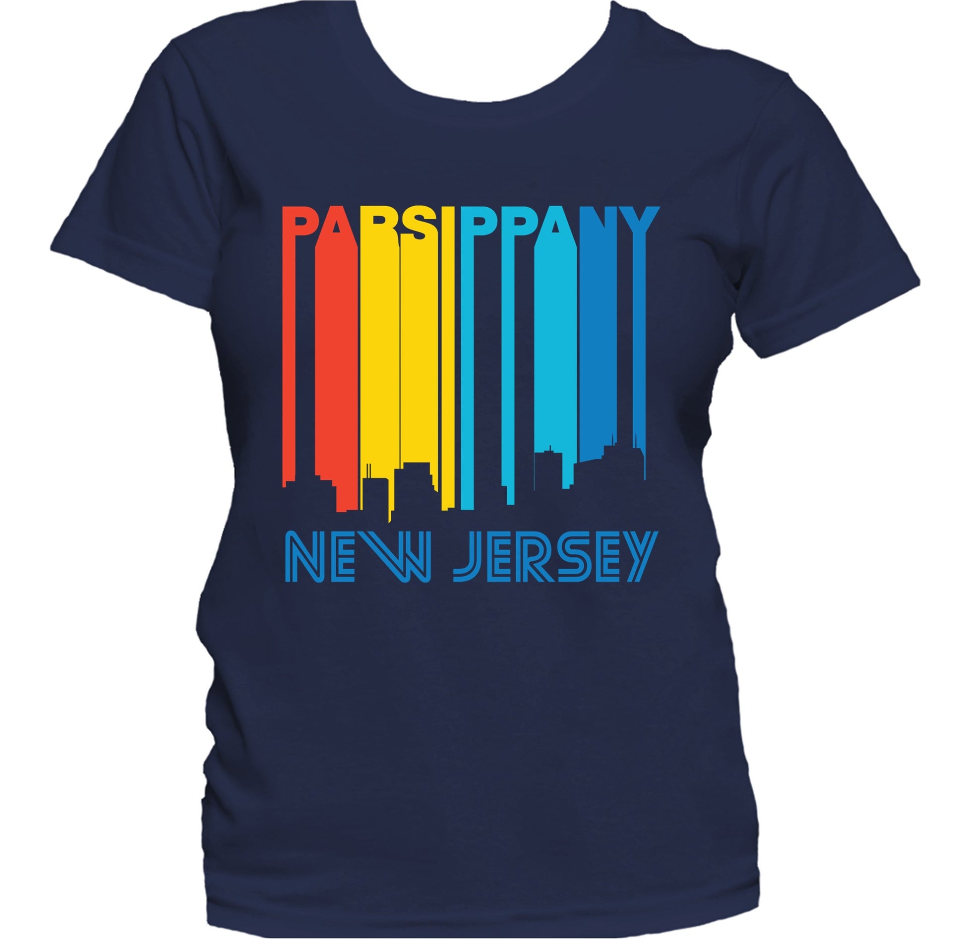 Retro 1970's Style Parsippany New Jersey Skyline Women's T-Shirt