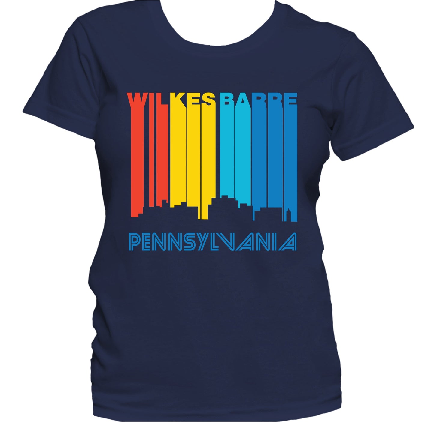 Retro 1970's Style Wilkes-Barre Pennsylvania Skyline Women's T-Shirt
