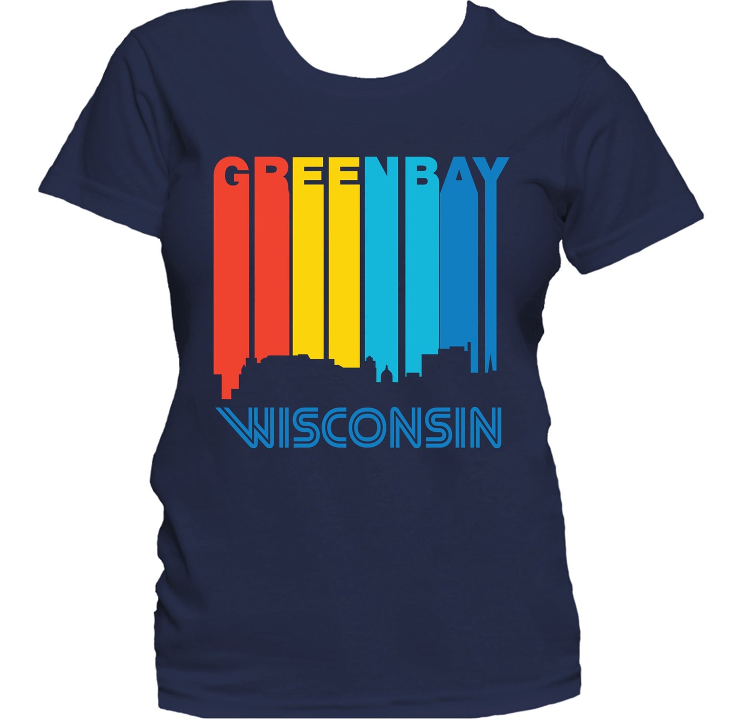 Retro 1970's Style Green Bay Wisconsin Skyline Women's T-Shirt