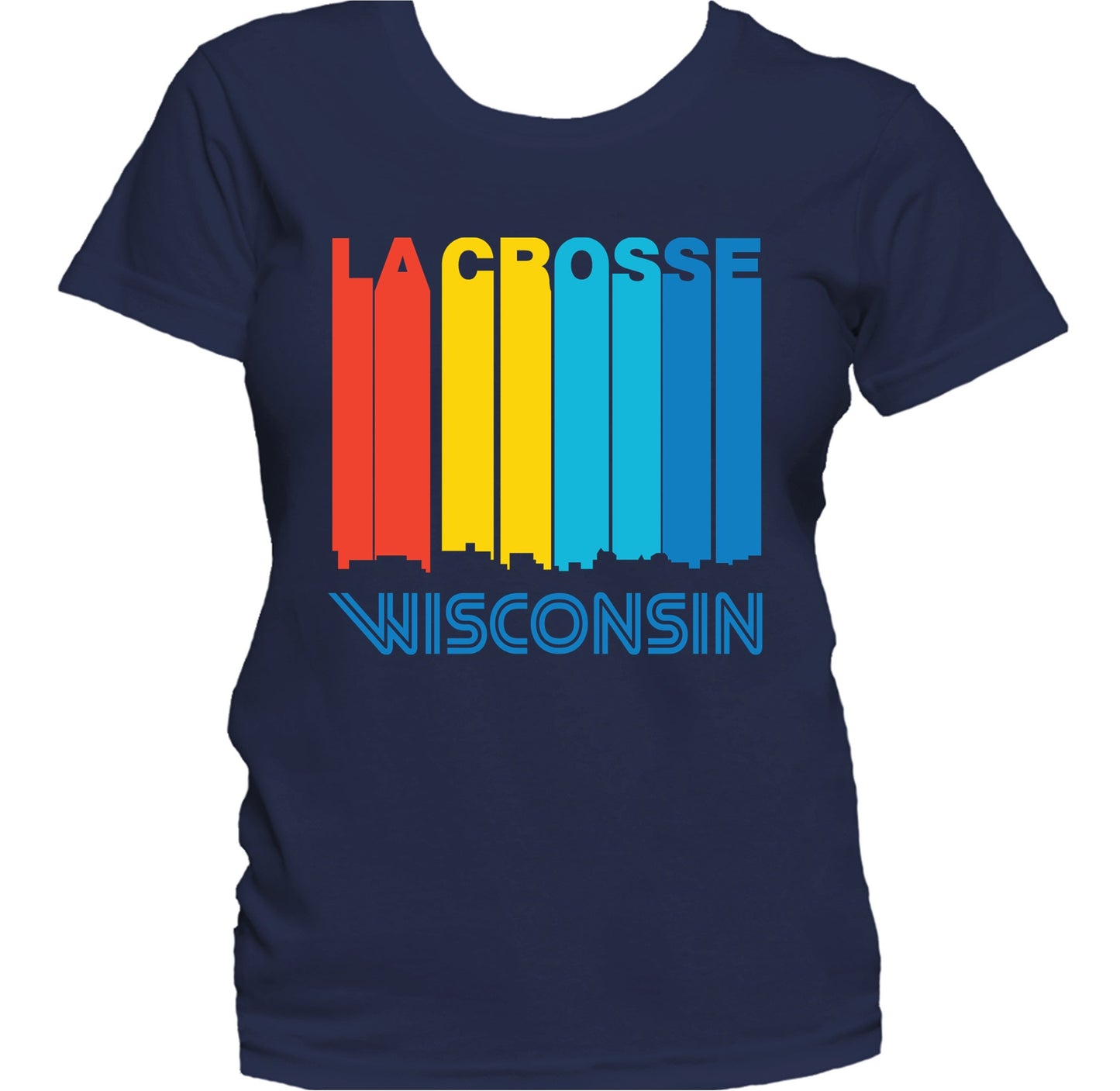 Retro 1970's Style La Crosse Wisconsin Skyline Women's T-Shirt