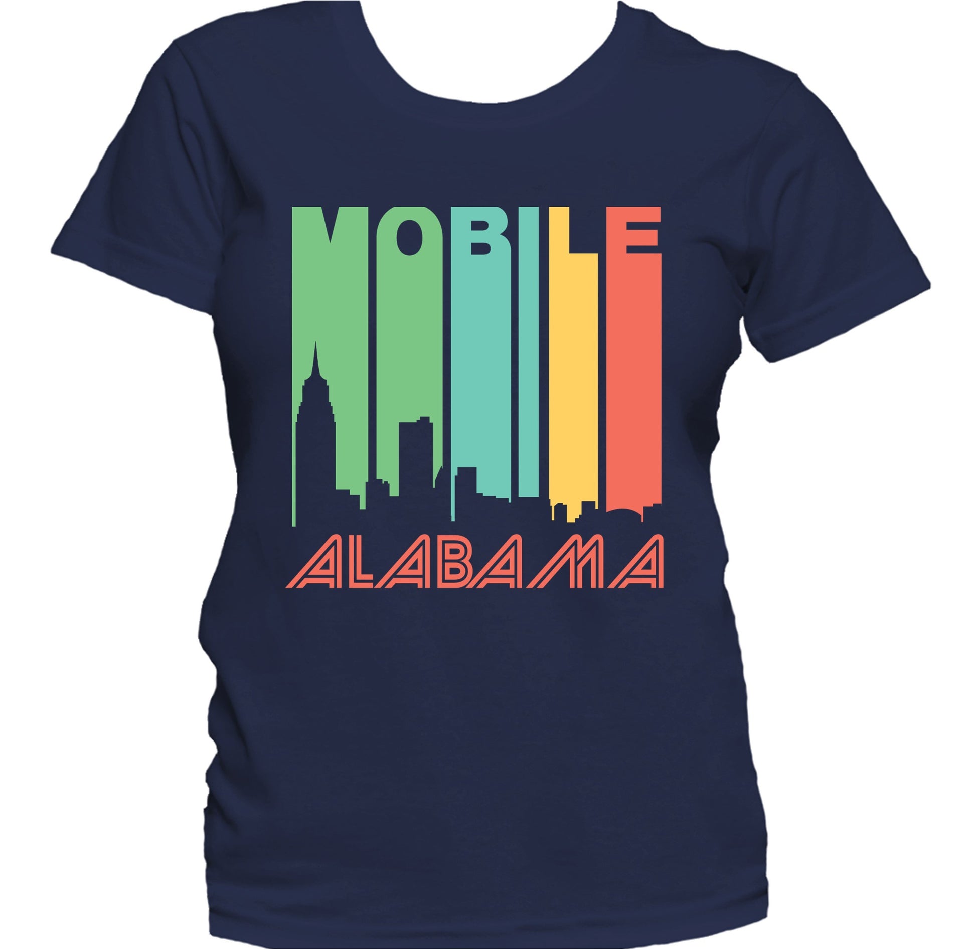Retro 1970's Style Mobile Alabama Skyline Women's T-Shirt