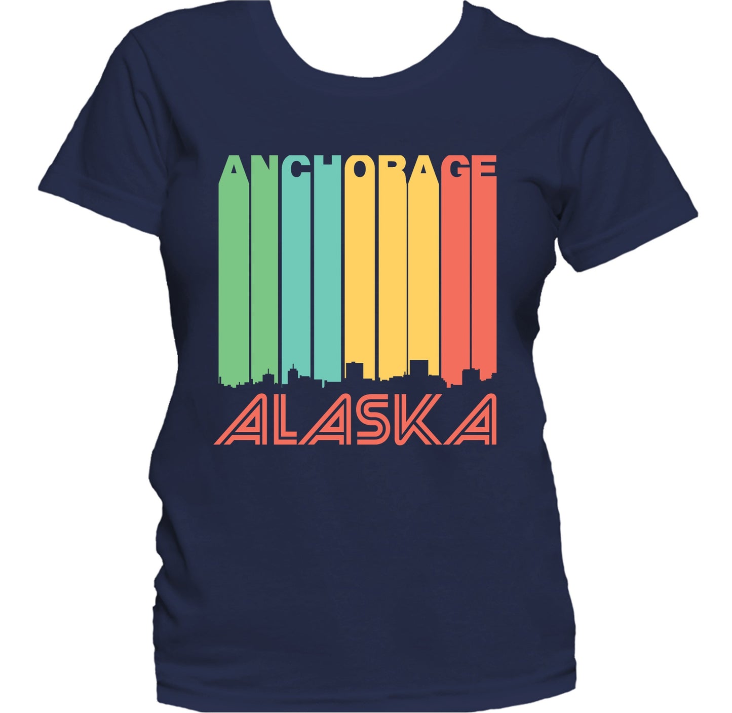 Retro 1970's Style Anchorage Alaska Skyline Women's T-Shirt
