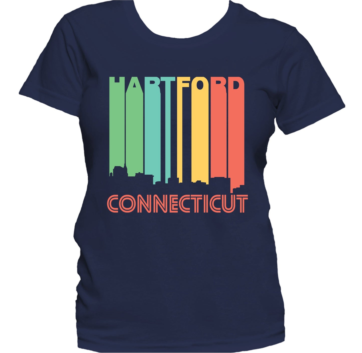 Retro 1970's Style Hartford Connecticut Skyline Women's T-Shirt