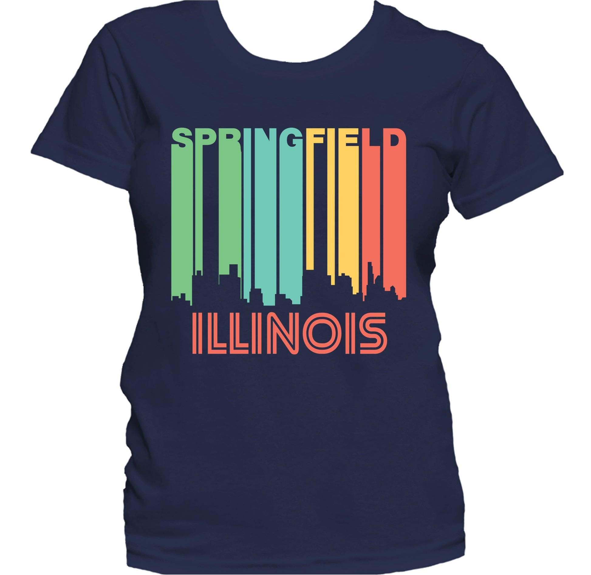 Retro 1970's Style Springfield Illinois Skyline Women's T-Shirt