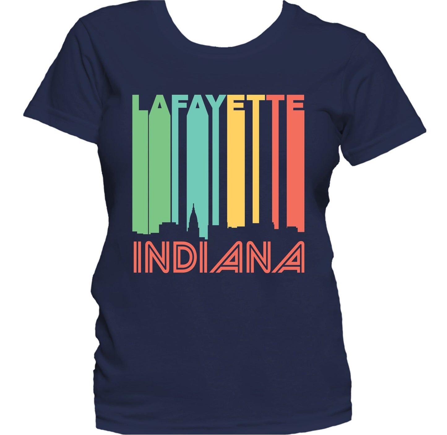 Retro 1970's Style Lafayette Indiana Skyline Women's T-Shirt