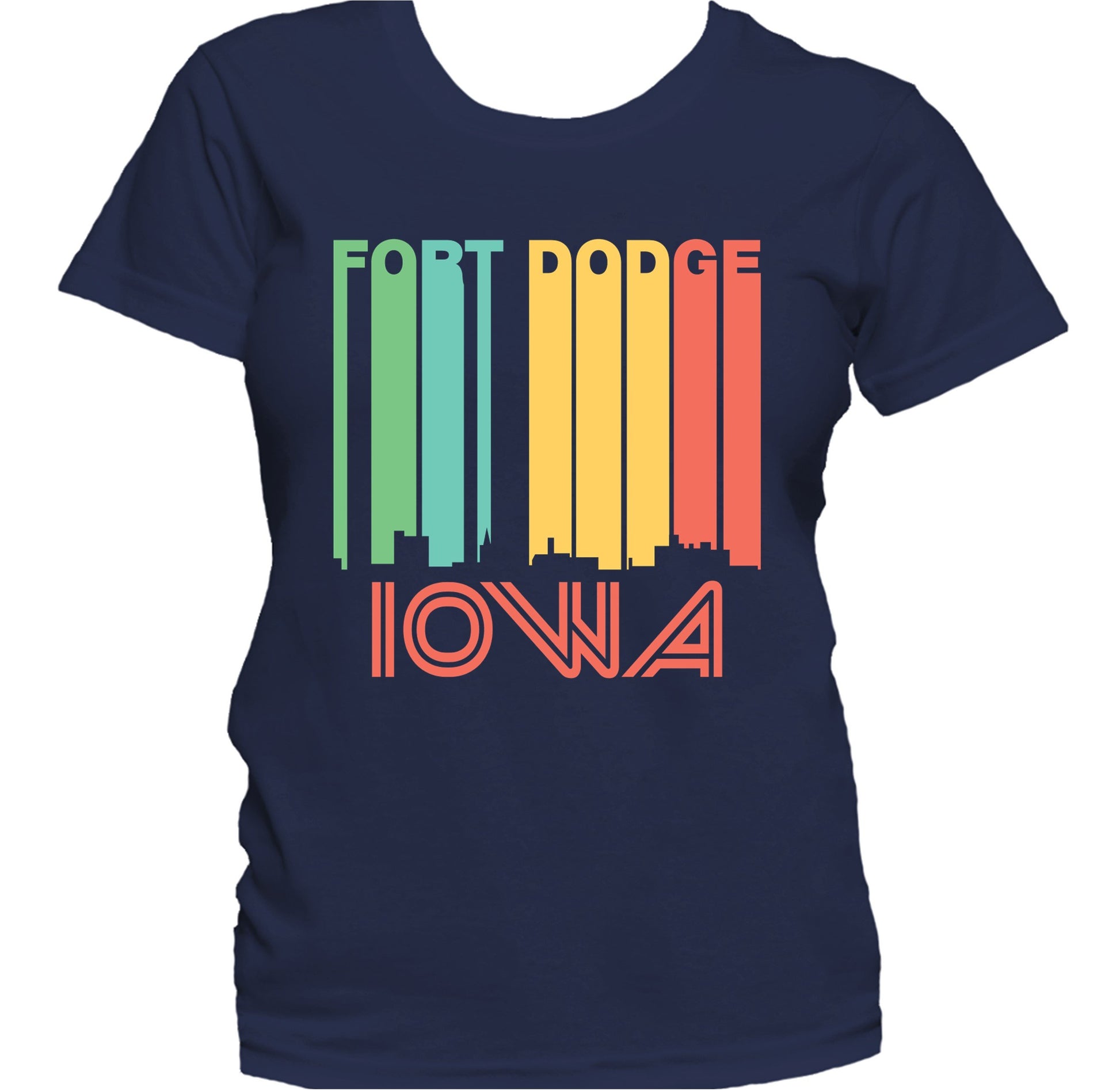Retro 1970's Style Fort Dodge Iowa Skyline Women's T-Shirt