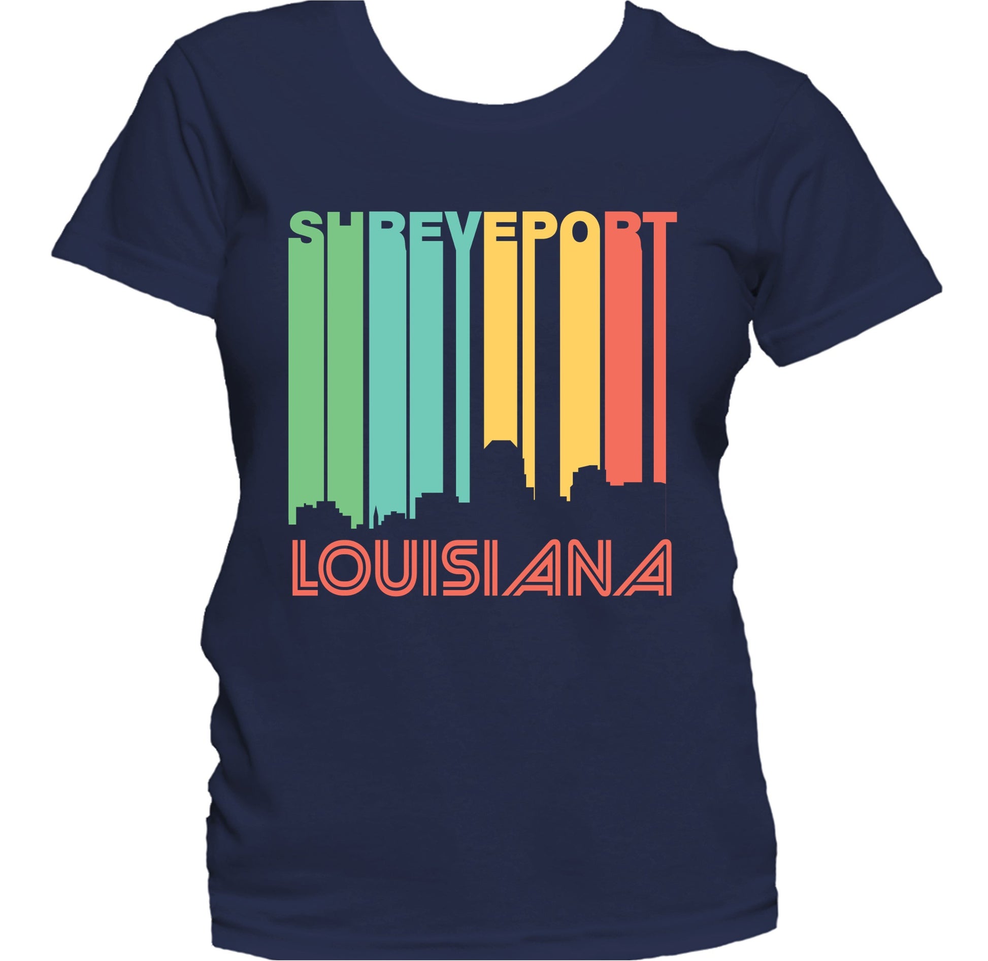 Retro 1970's Style Shreveport Louisiana Skyline Women's T-Shirt