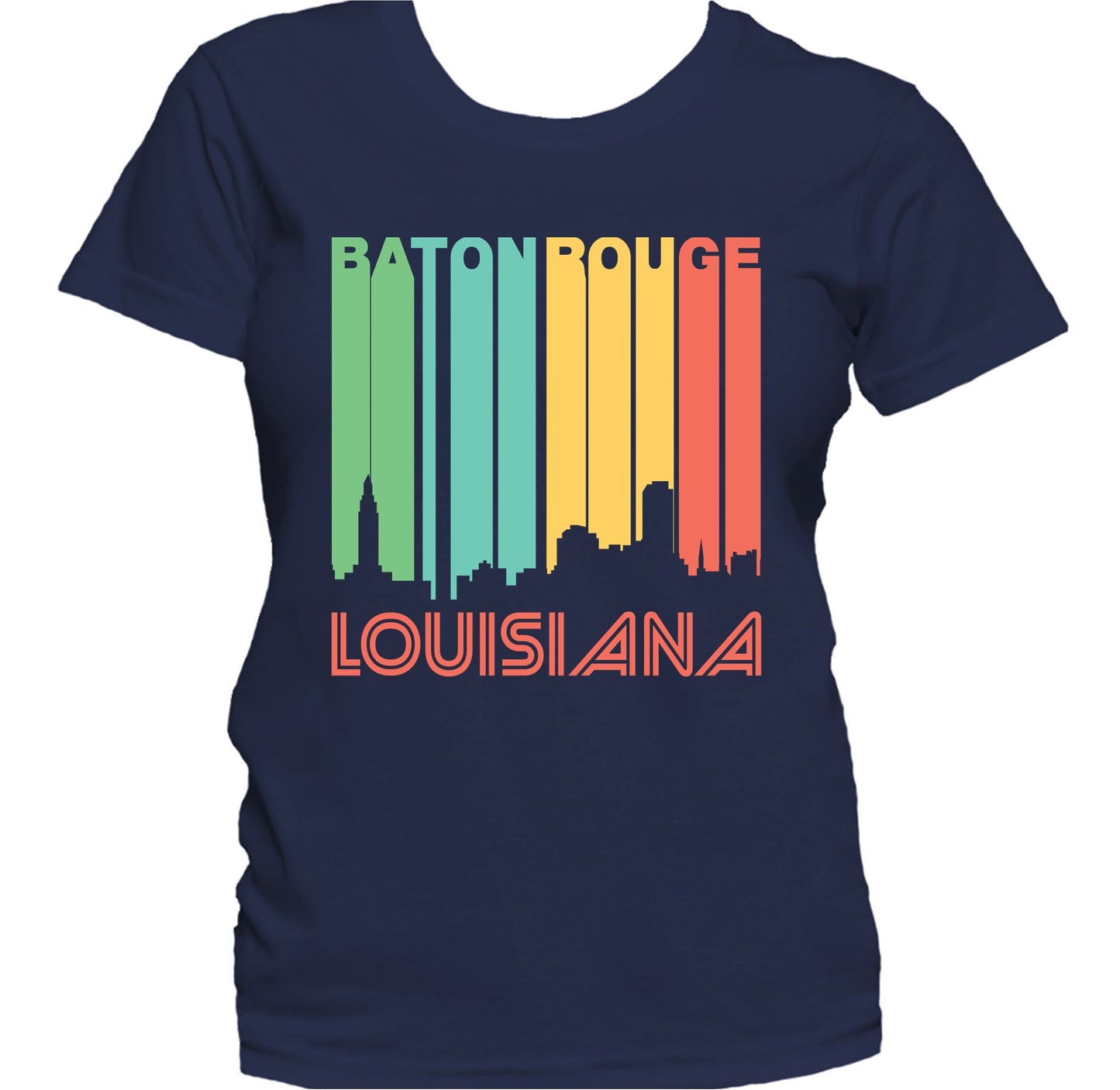 Retro 1970's Style Baton Rouge Louisiana Skyline Women's T-Shirt