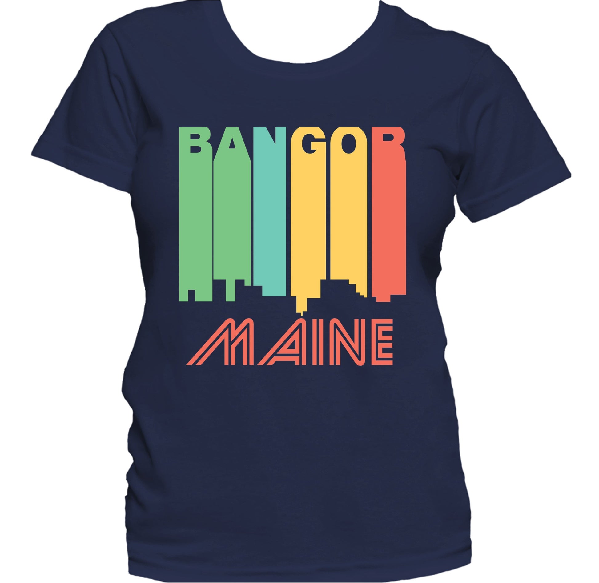 Retro 1970's Style Bangor Maine Skyline Women's T-Shirt