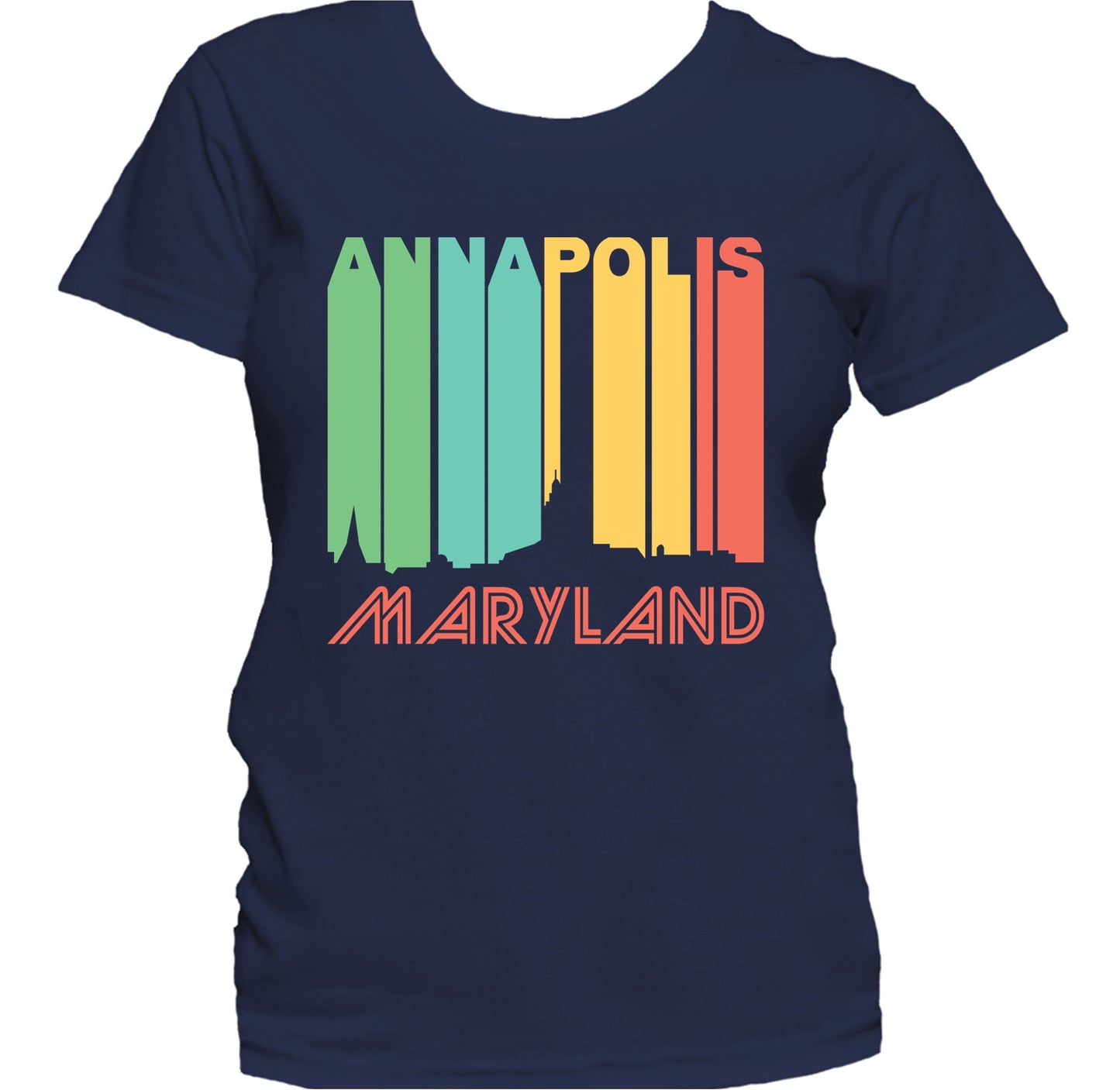 Retro 1970's Style Annapolis Maryland Skyline Women's T-Shirt