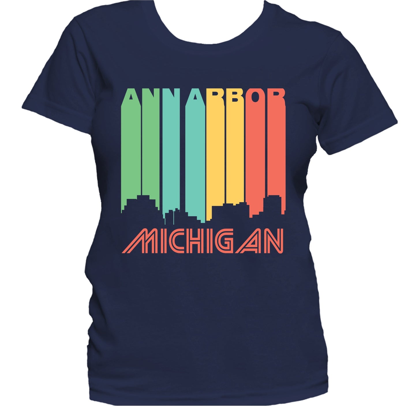 Retro 1970's Style Ann Arbor Michigan Skyline Women's T-Shirt