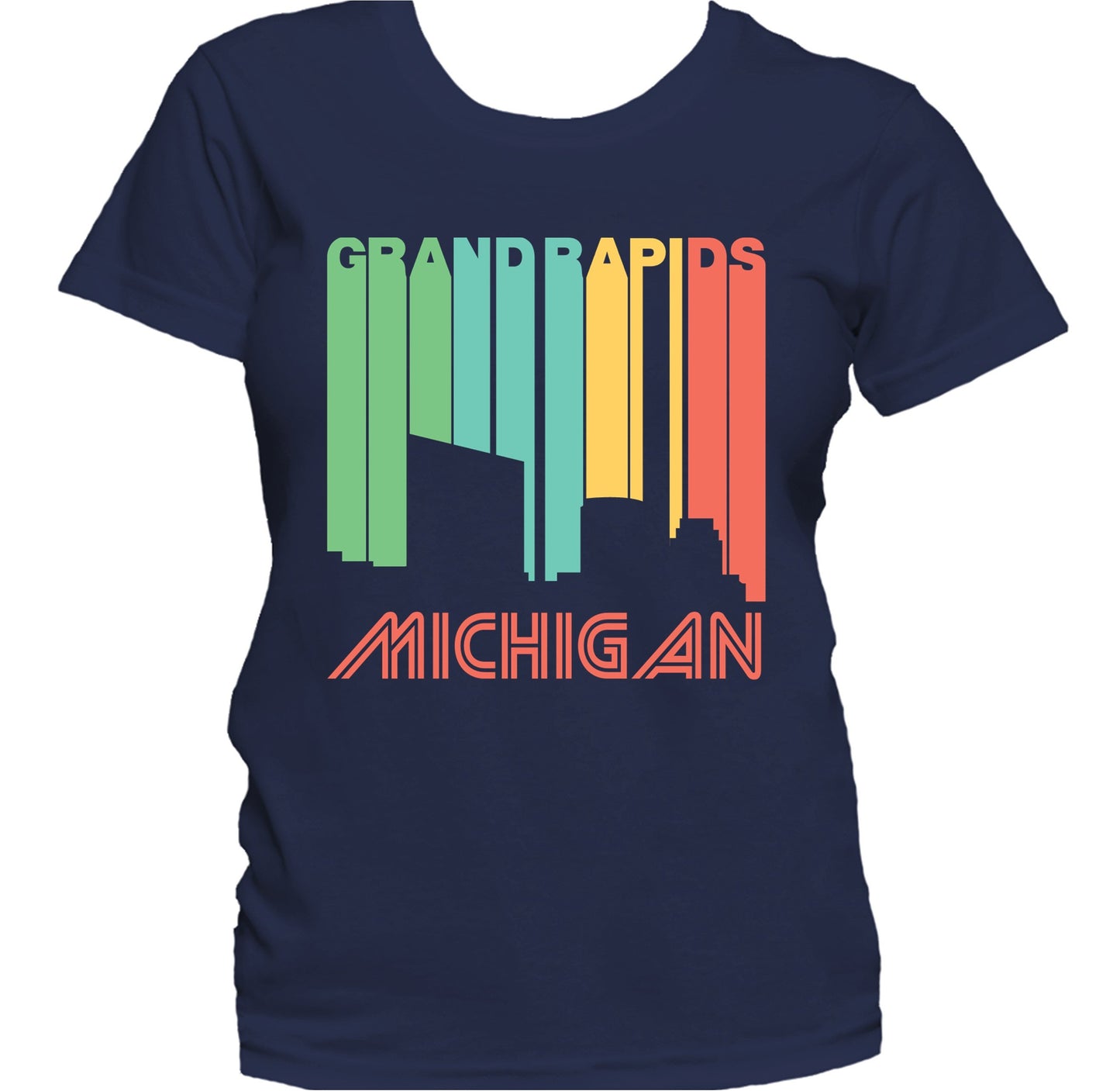 Retro 1970's Style Grand Rapids Michigan Skyline Women's T-Shirt