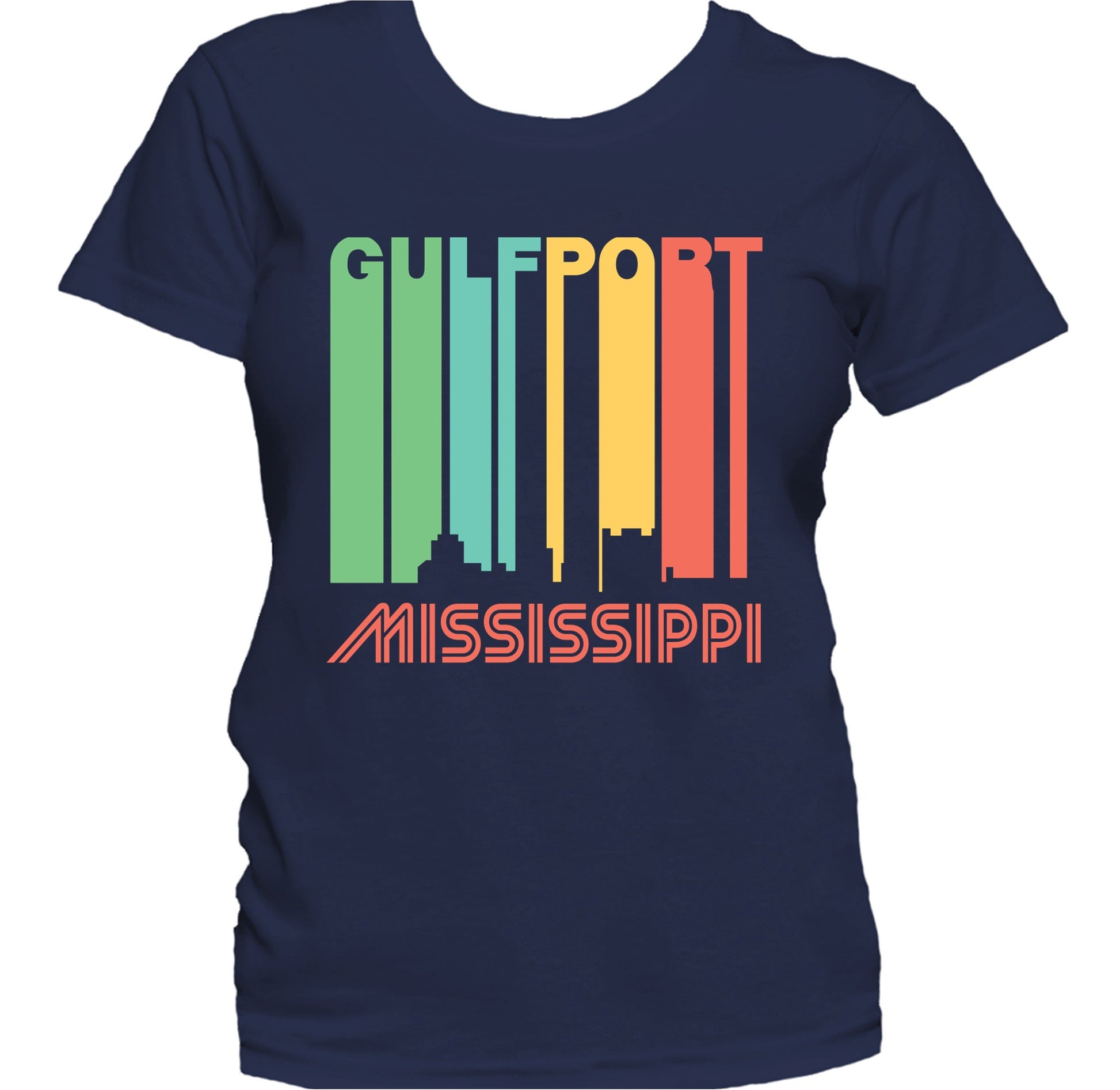 Retro 1970's Style Gulfport Mississippi Skyline Women's T-Shirt