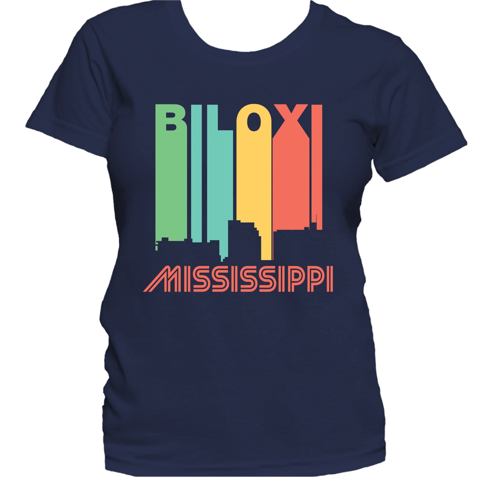 Retro 1970's Style Biloxi Mississippi Skyline Women's T-Shirt