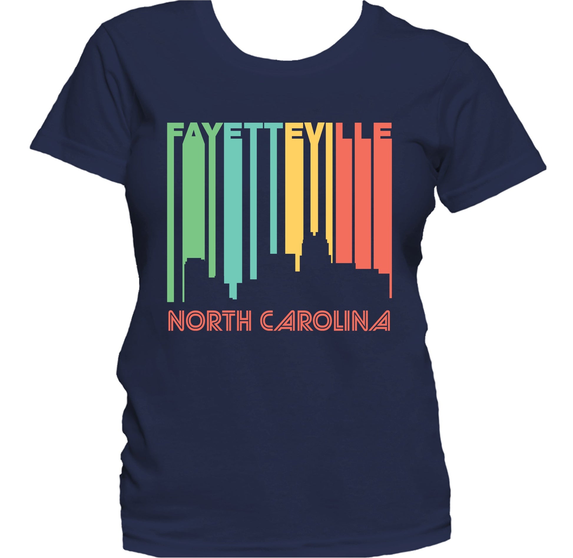Retro 1970's Style Fayetteville North Carolina Skyline Women's T-Shirt