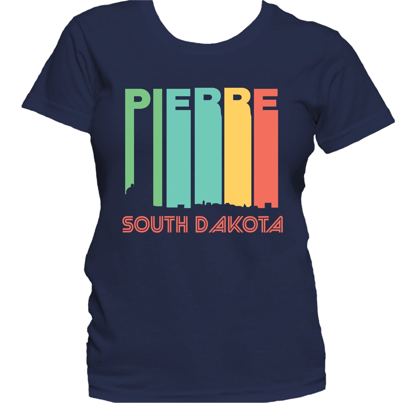 Retro 1970's Style Pierre South Dakota Skyline Women's T-Shirt