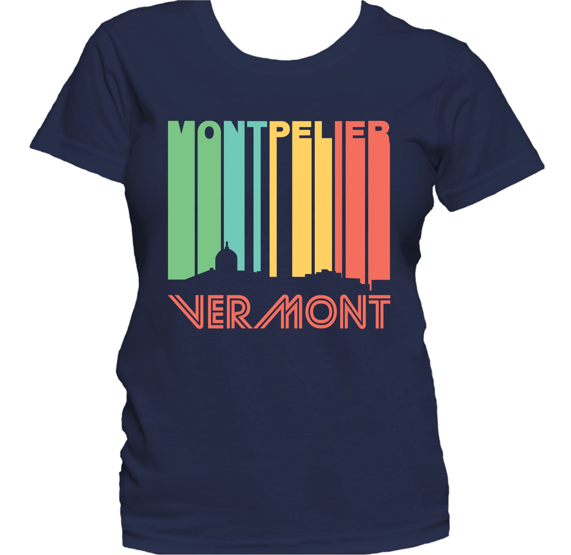 Retro 1970's Style Montpelier Vermont Skyline Women's T-Shirt