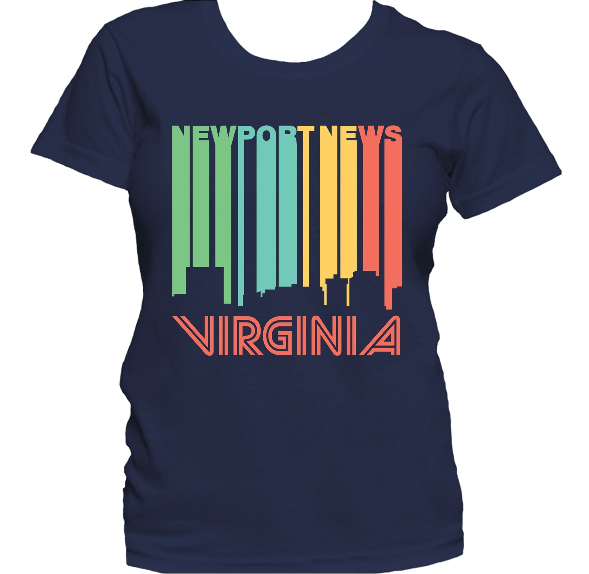 Retro 1970's Style Newport News Virginia Skyline Women's T-Shirt