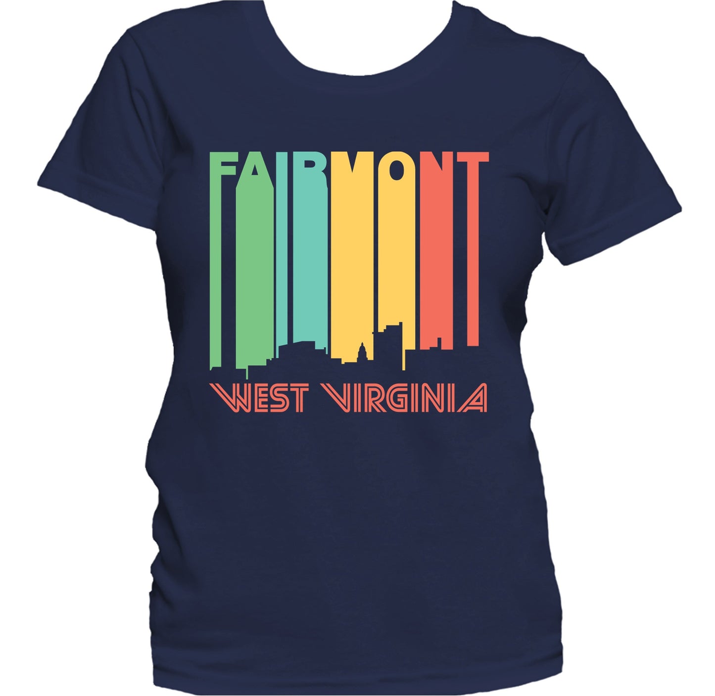 Retro 1970's Style Fairmont West Virginia Skyline Women's T-Shirt