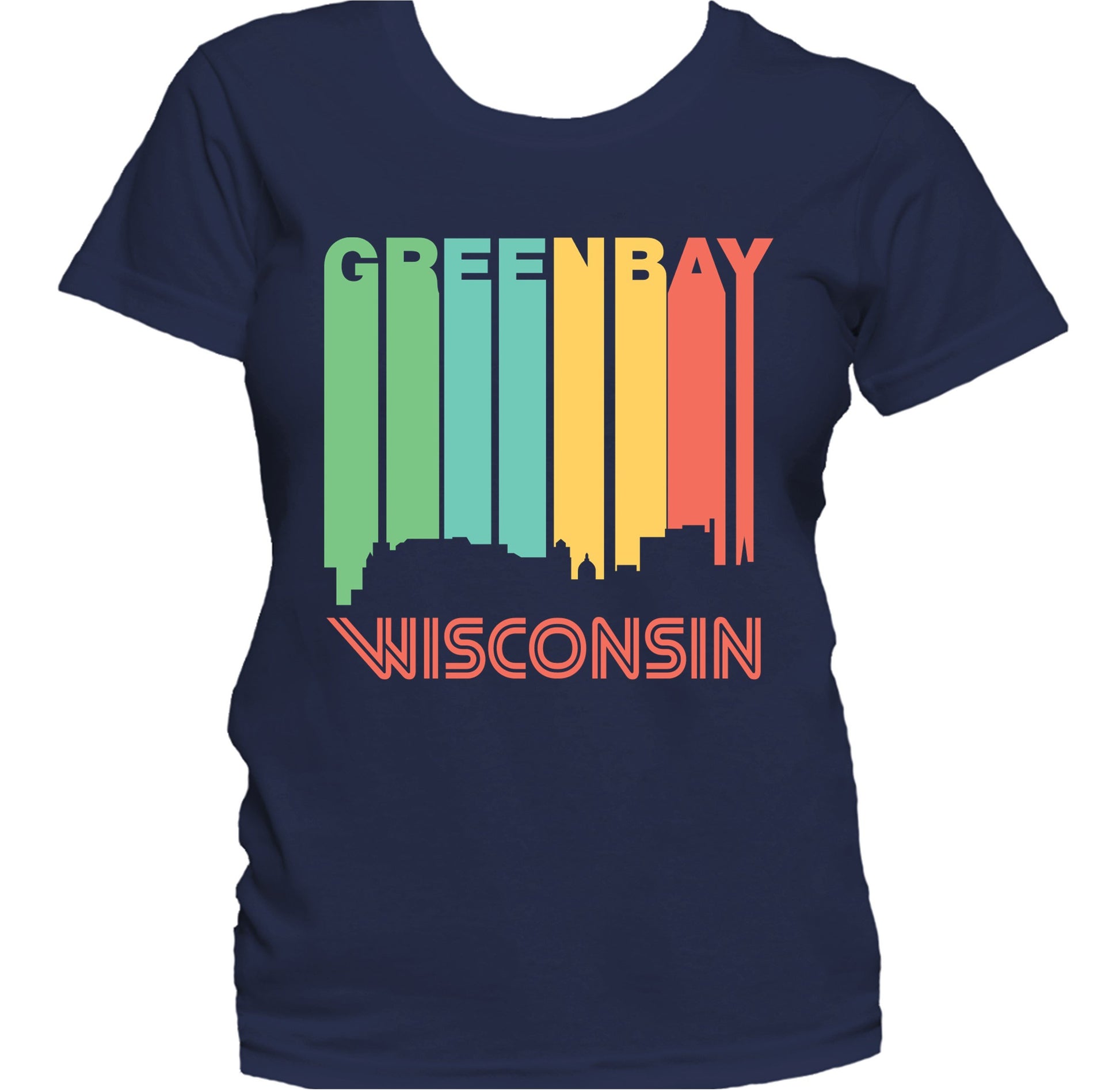 Retro 1970's Style Green Bay Wisconsin Skyline Women's T-Shirt