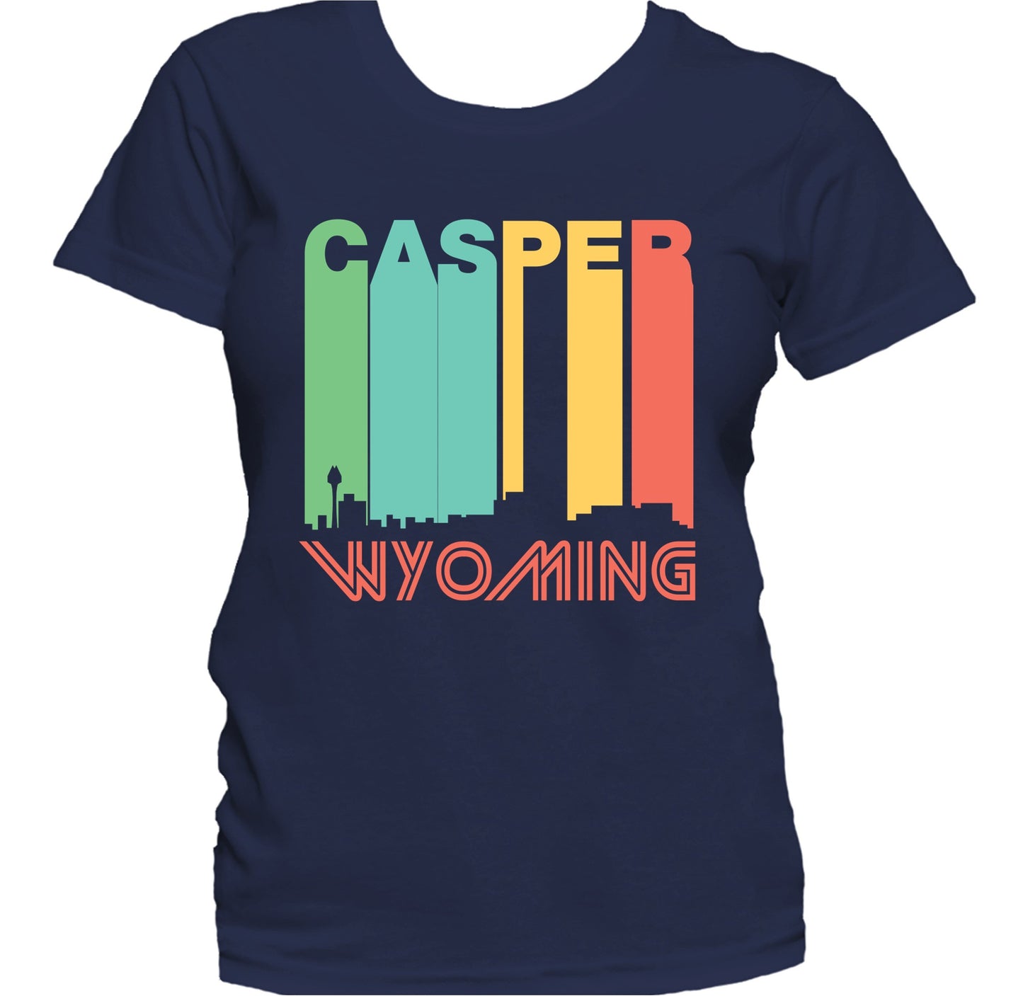 Retro 1970's Style Casper Wyoming Skyline Women's T-Shirt