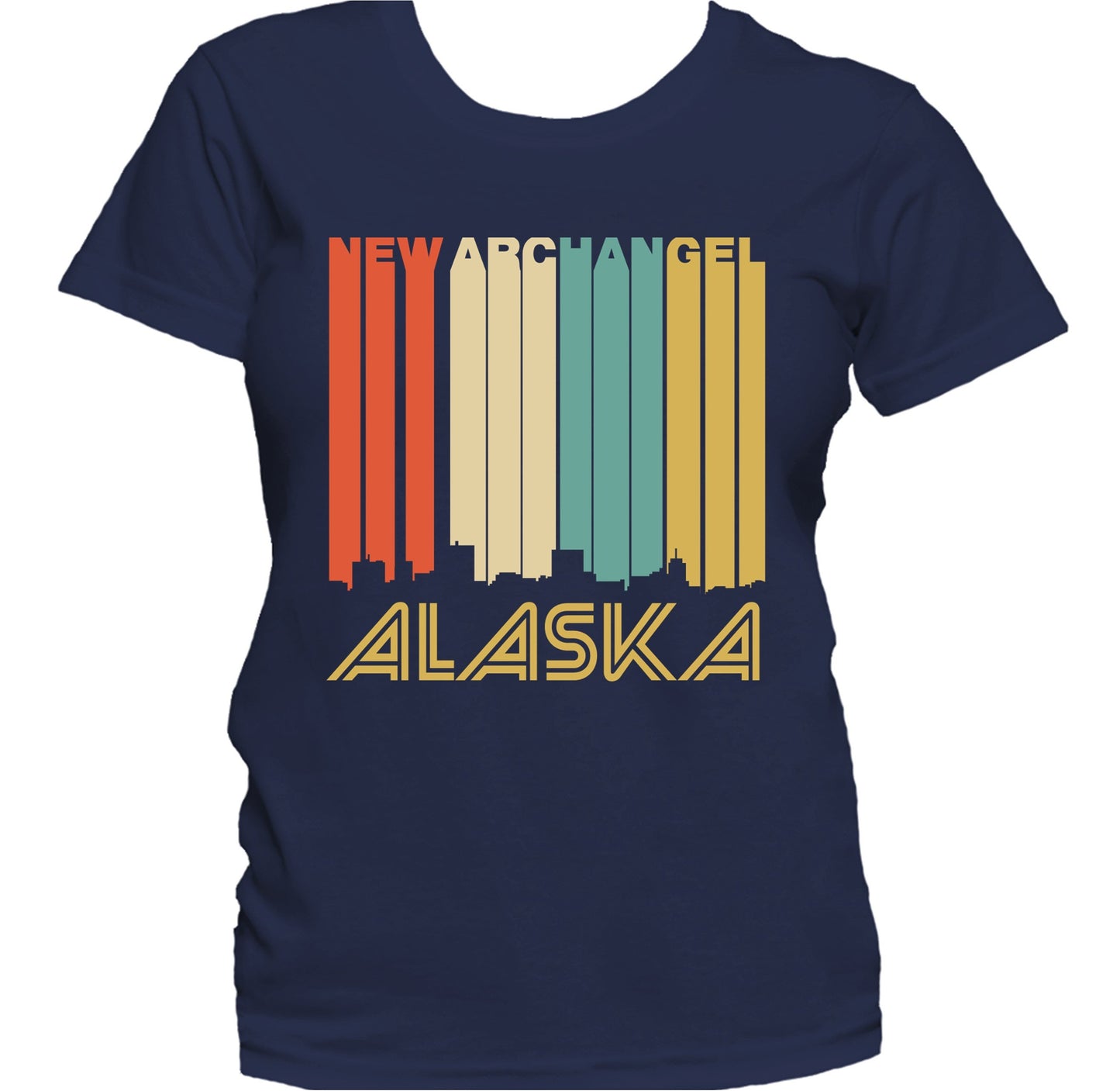 Retro 1970's Style New Archangel Alaska Skyline Women's T-Shirt
