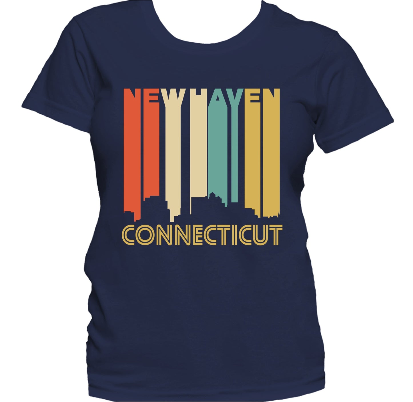 Retro 1970's Style New Haven Connecticut Skyline Women's T-Shirt