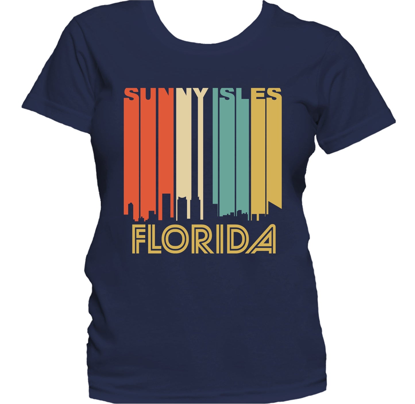 Retro 1970's Style Sunny Isles Beach Florida Skyline Women's T-Shirt
