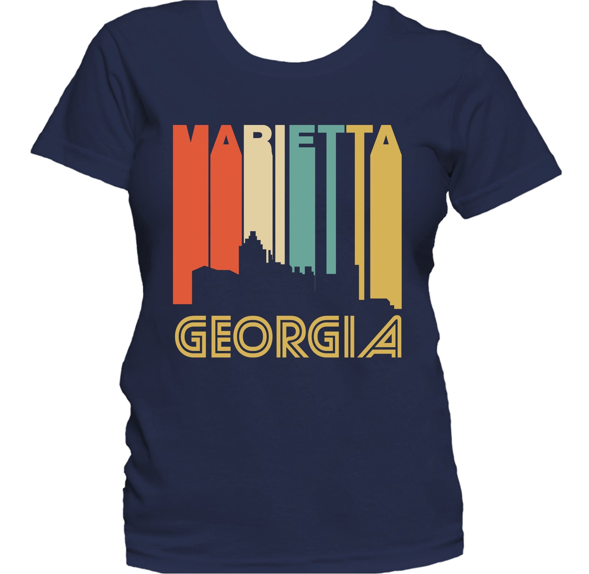 Retro 1970's Style Marietta Georgia Skyline Women's T-Shirt
