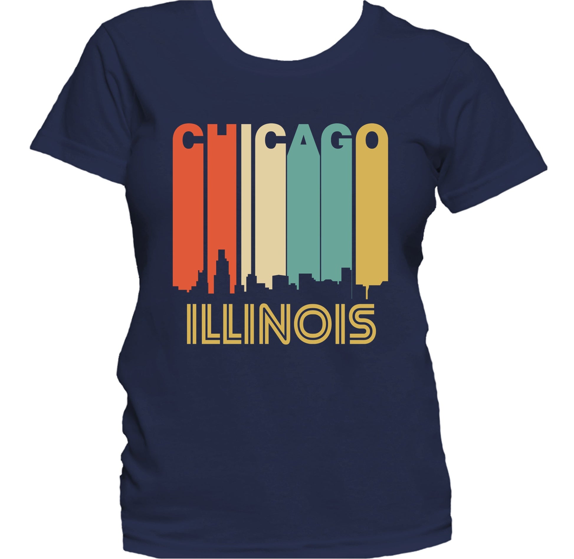 Retro 1970's Style Chicago Illinois Skyline Women's T-Shirt