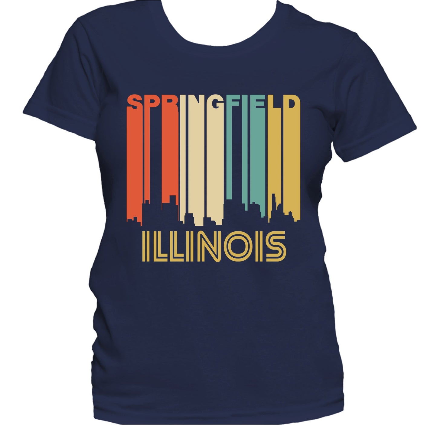 Retro 1970's Style Springfield Illinois Skyline Women's T-Shirt
