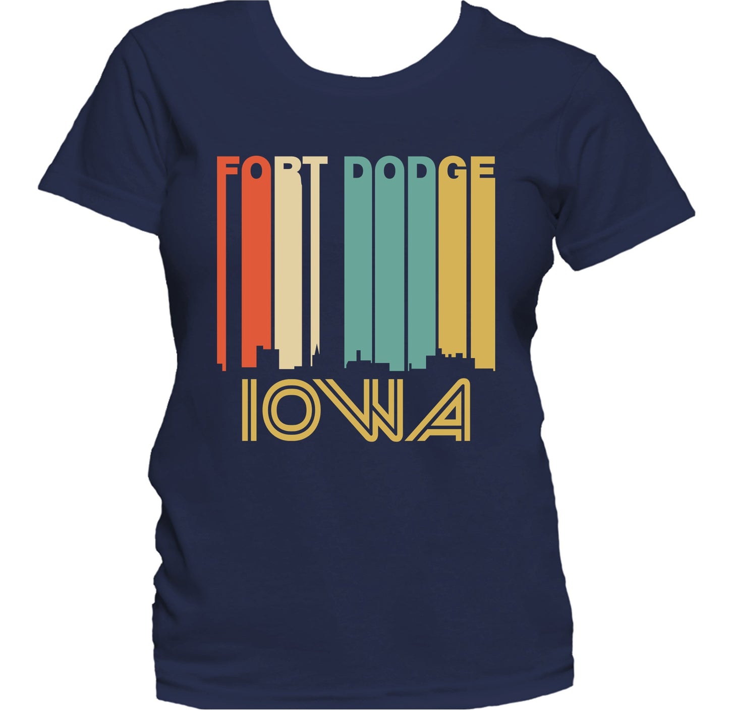 Retro 1970's Style Fort Dodge Iowa Skyline Women's T-Shirt
