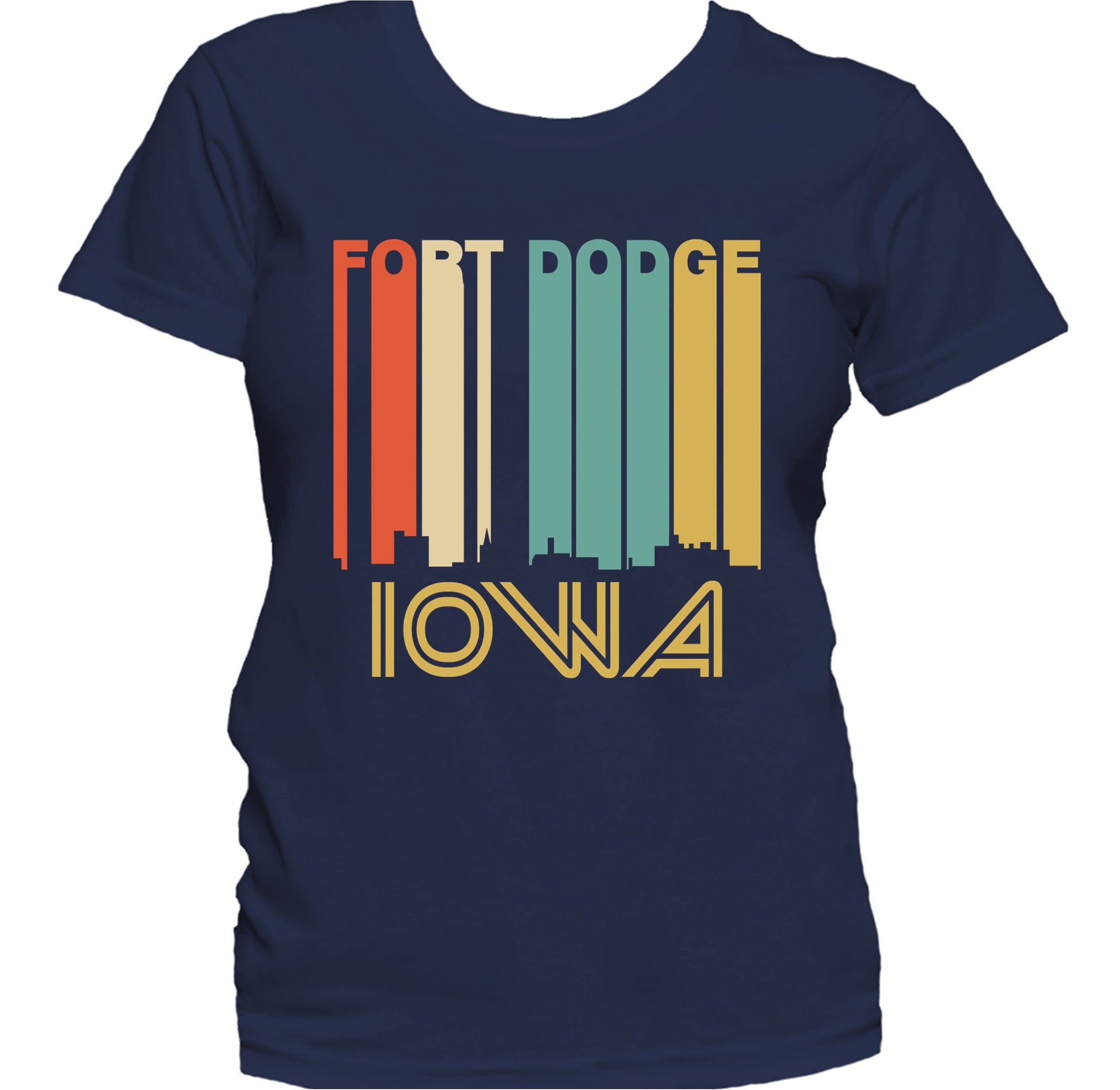 Retro 1970's Style Fort Dodge Iowa Skyline Women's T-Shirt