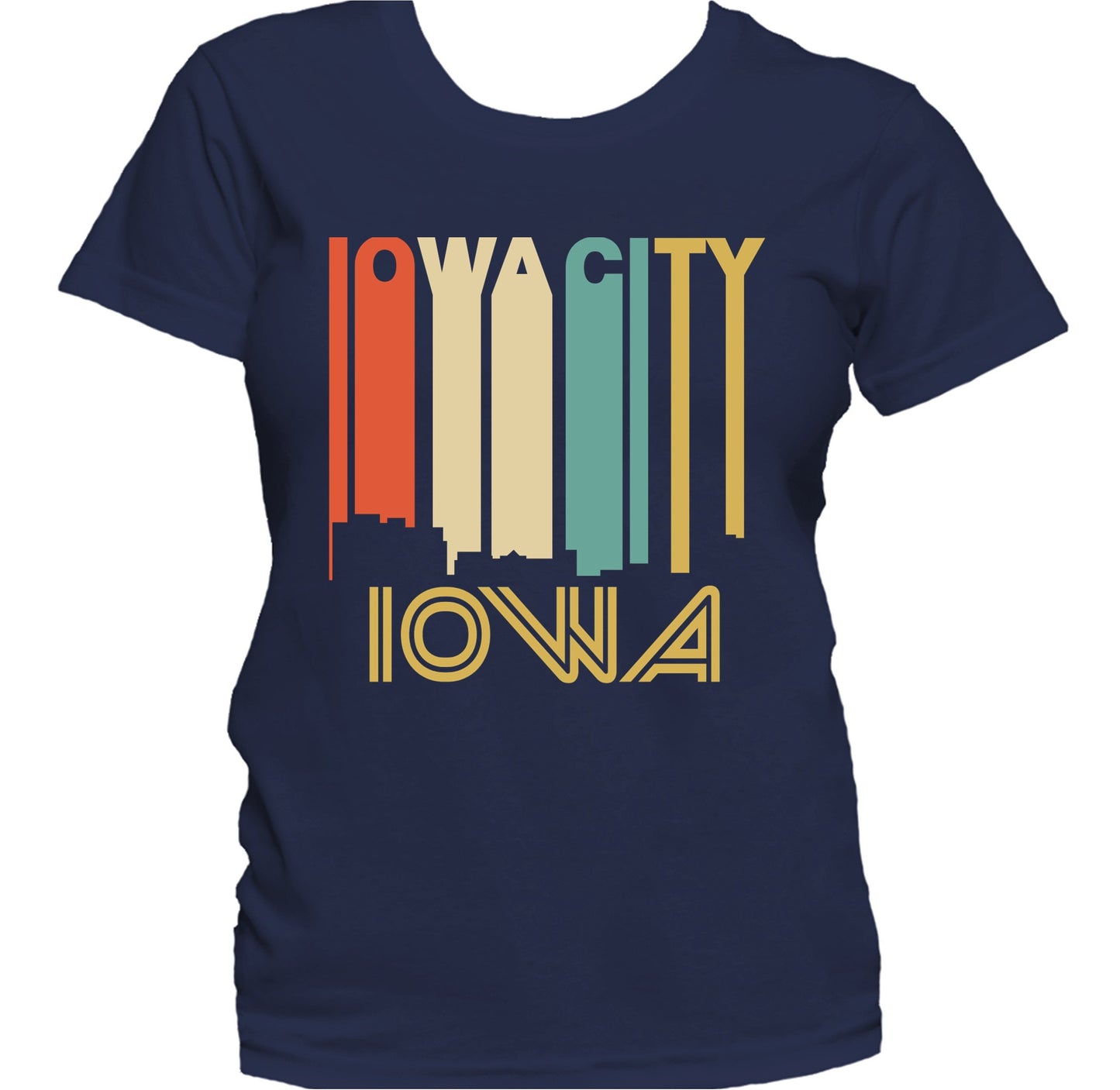Retro 1970's Style Iowa City Iowa Skyline Women's T-Shirt
