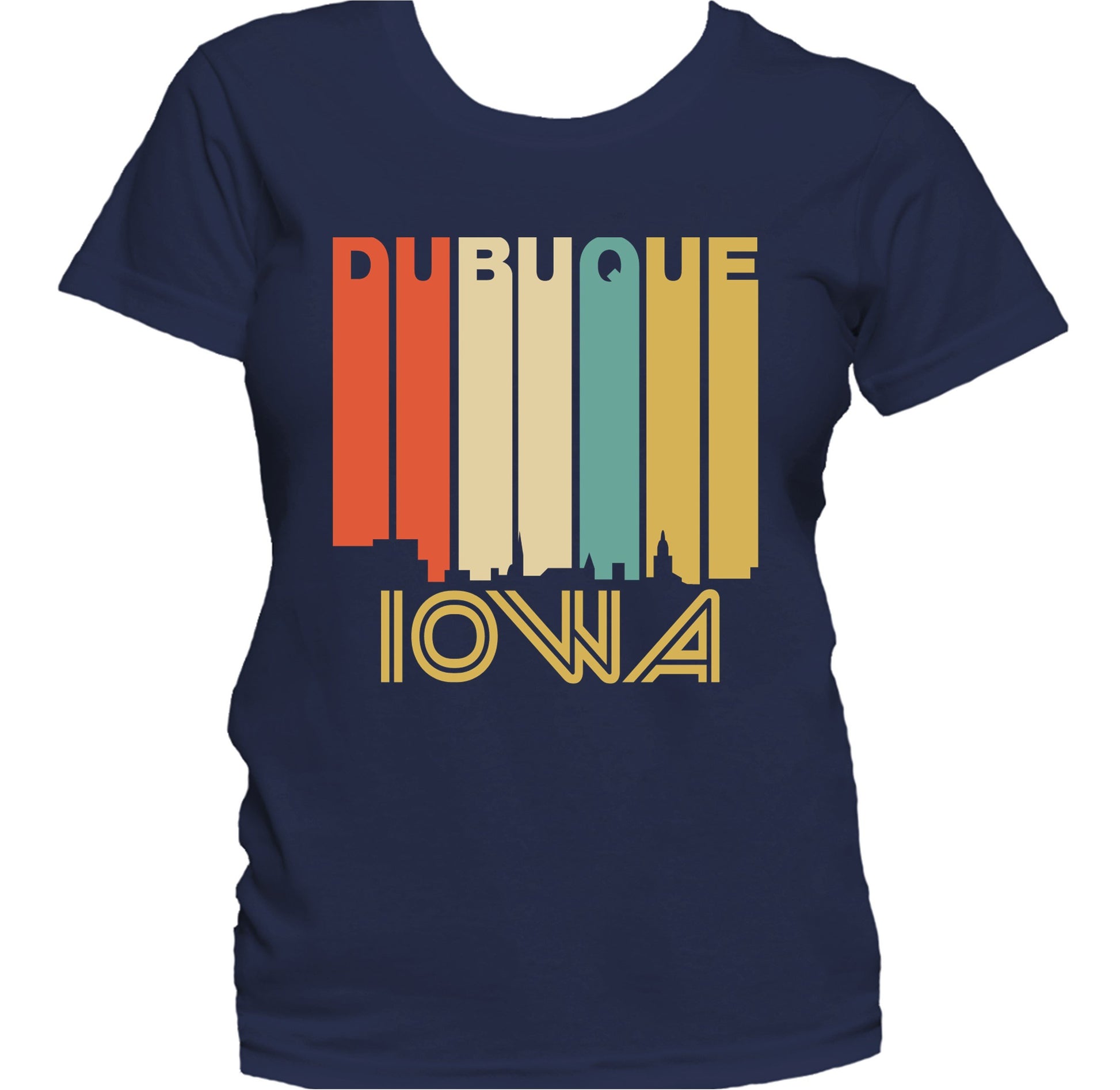 Retro 1970's Style Dubuque Iowa Skyline Women's T-Shirt