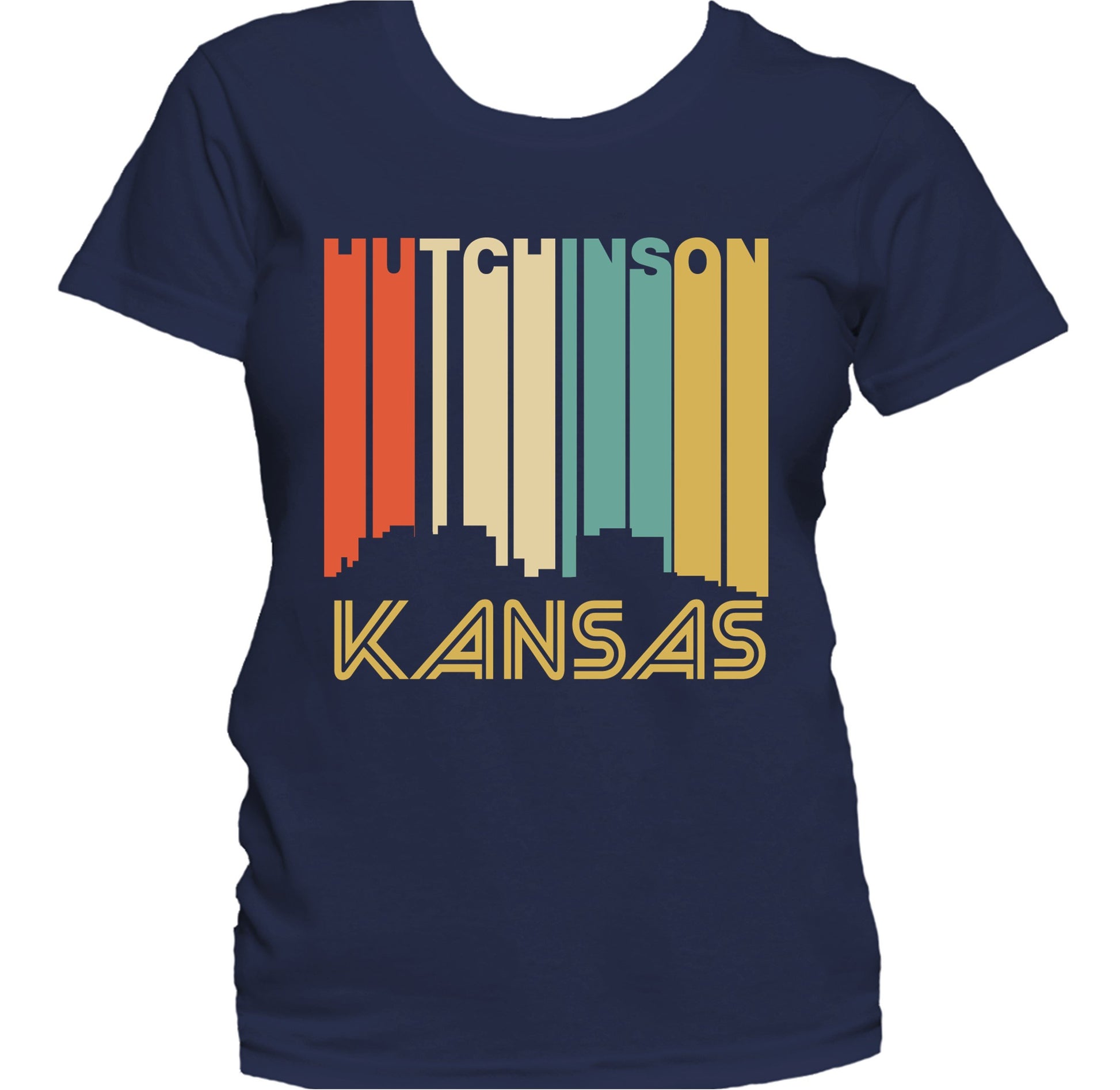 Retro 1970's Style Hutchinson Kansas Skyline Women's T-Shirt