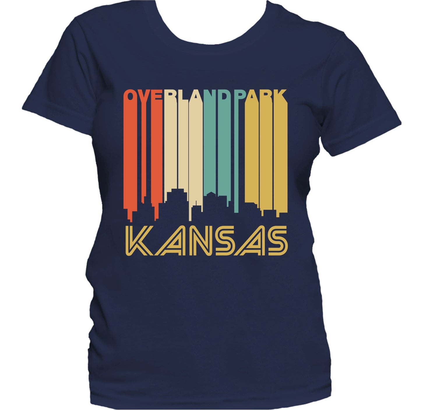 Retro 1970's Style Overland Park Kansas Skyline Women's T-Shirt