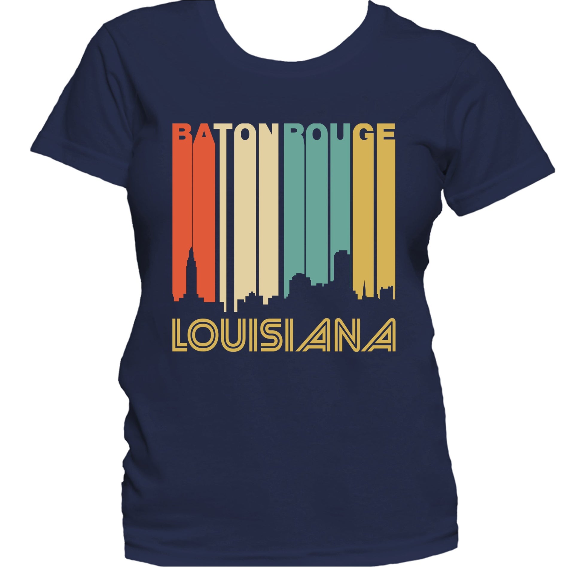 Retro 1970's Style Baton Rouge Louisiana Skyline Women's T-Shirt