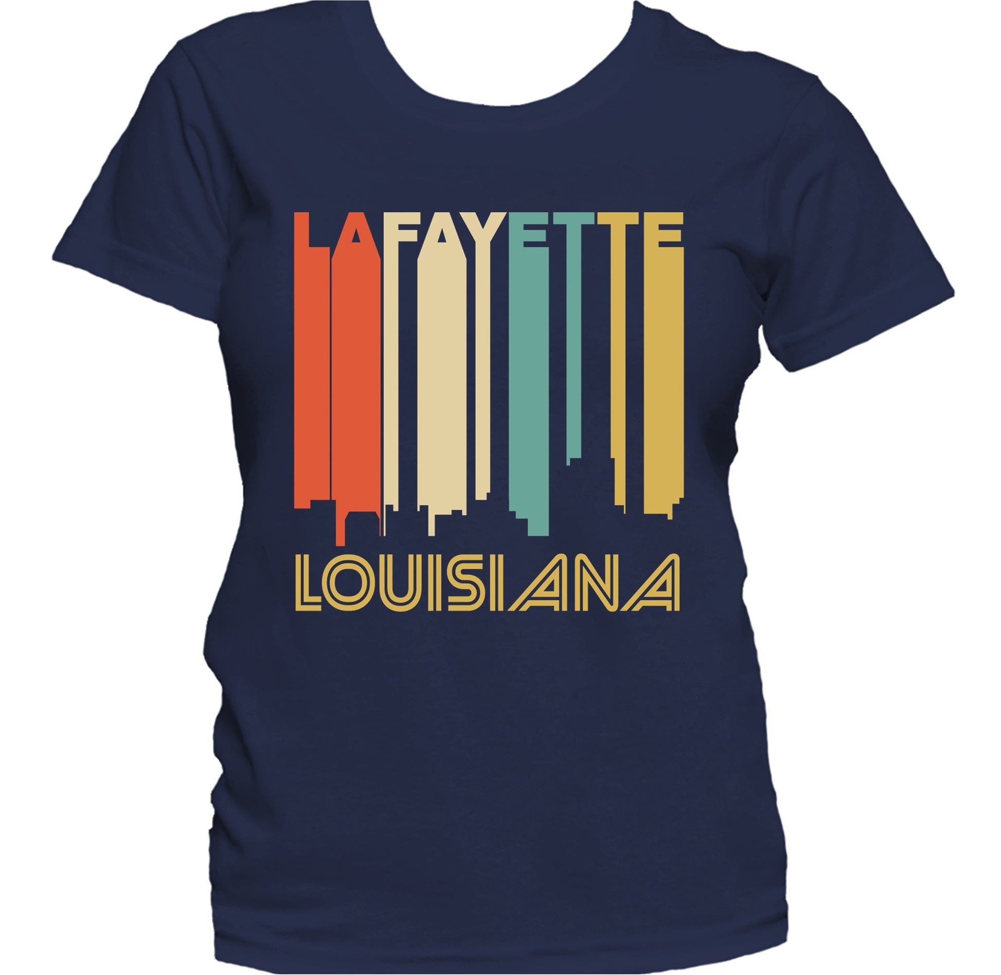 Retro 1970's Style Lafayette Louisiana Skyline Women's T-Shirt