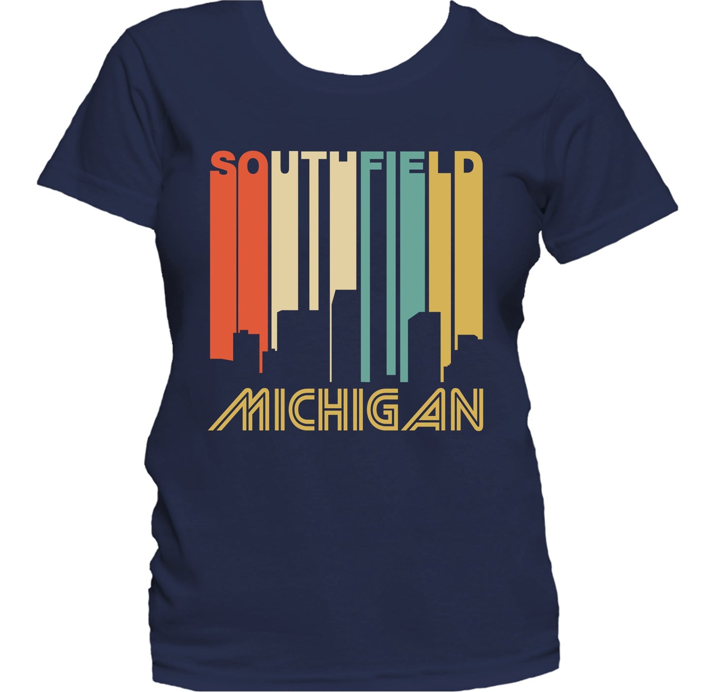 Retro 1970's Style Southfield Michigan Skyline Women's T-Shirt