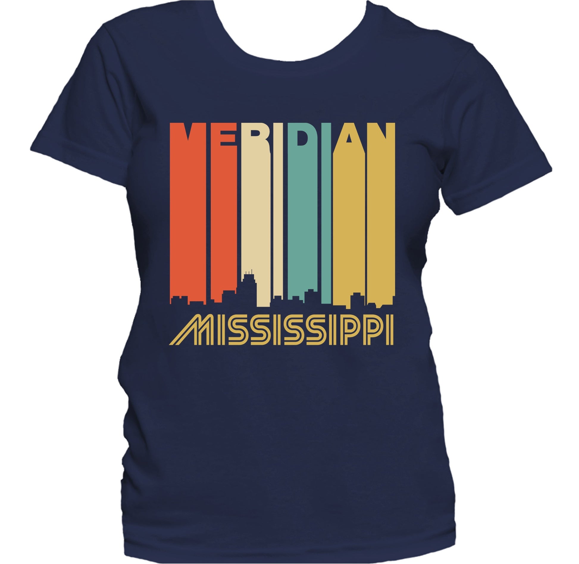 Retro 1970's Style Meridian Mississippi Skyline Women's T-Shirt