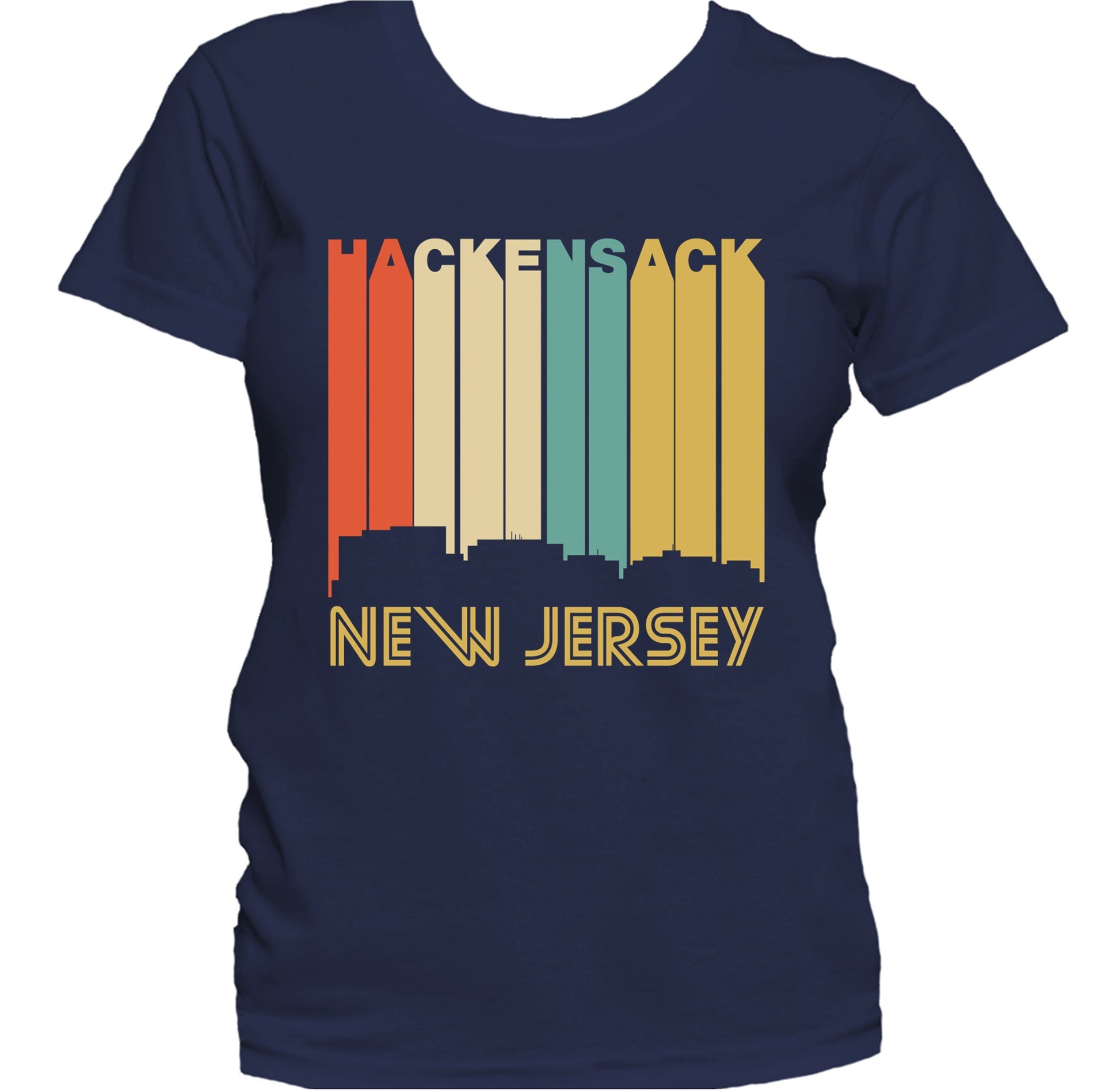 Retro 1970's Style Hackensack New Jersey Skyline Women's T-Shirt