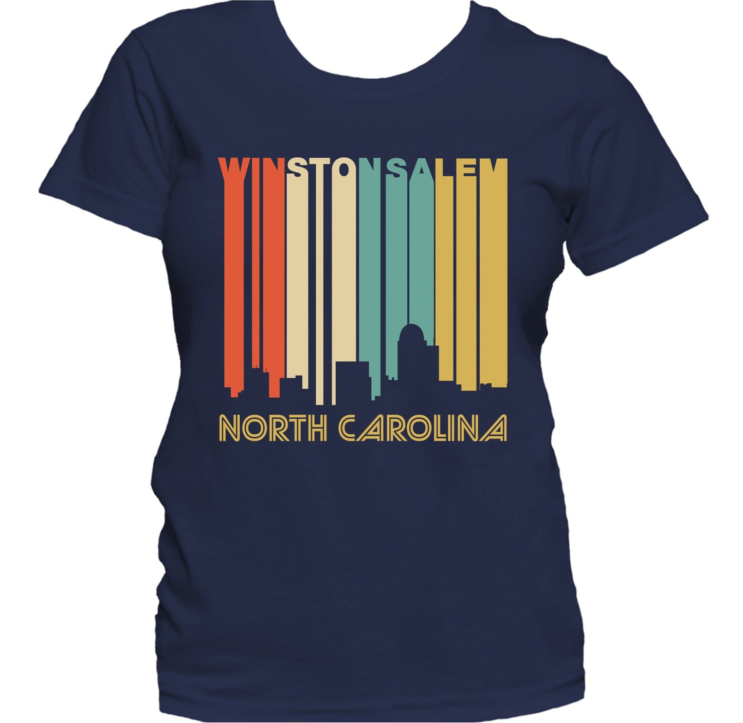 Retro 1970's Style Winston-Salem North Carolina Skyline Women's T-Shirt