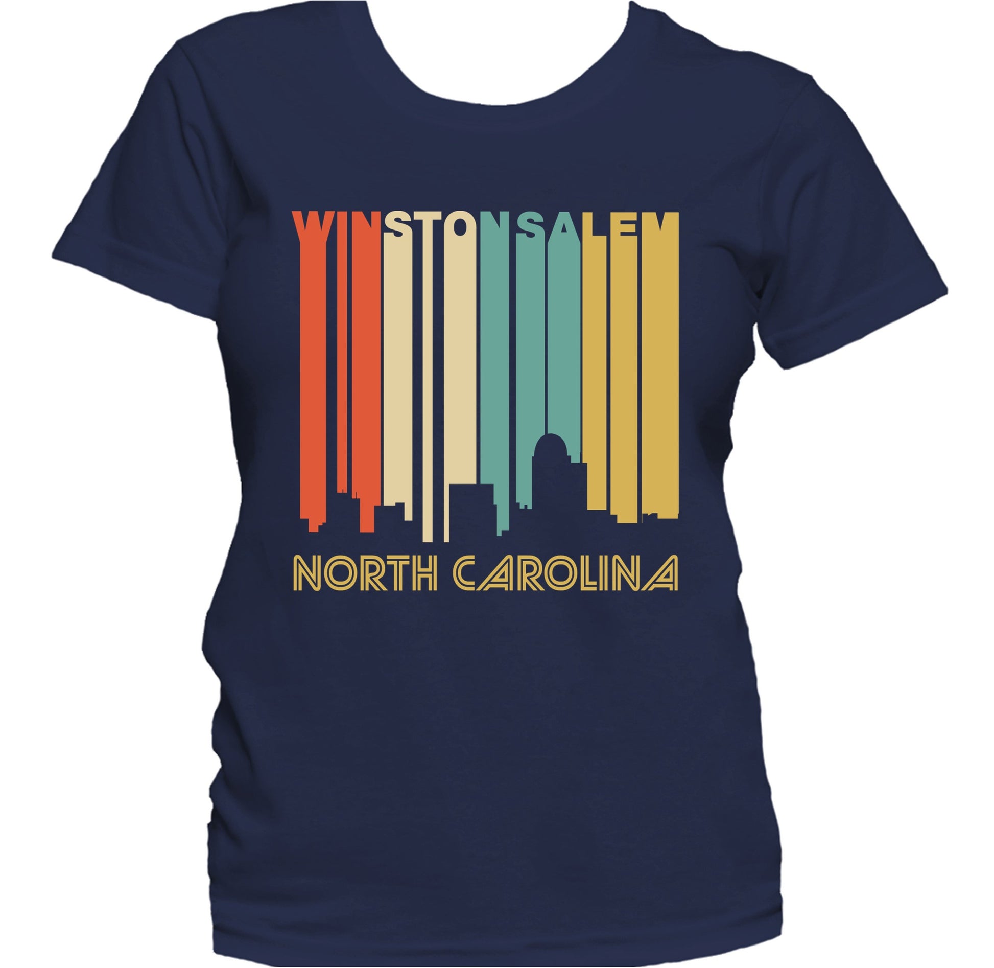 Retro 1970's Style Winston-Salem North Carolina Skyline Women's T-Shirt