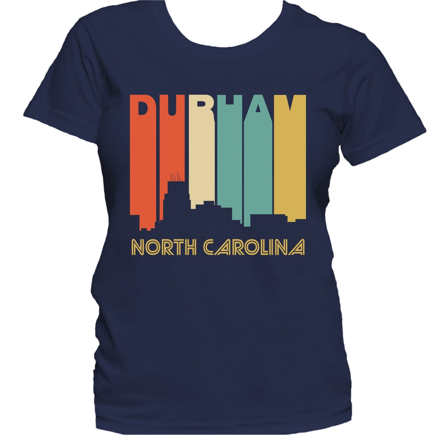 Retro 1970's Style Durham North Carolina Skyline Women's T-Shirt